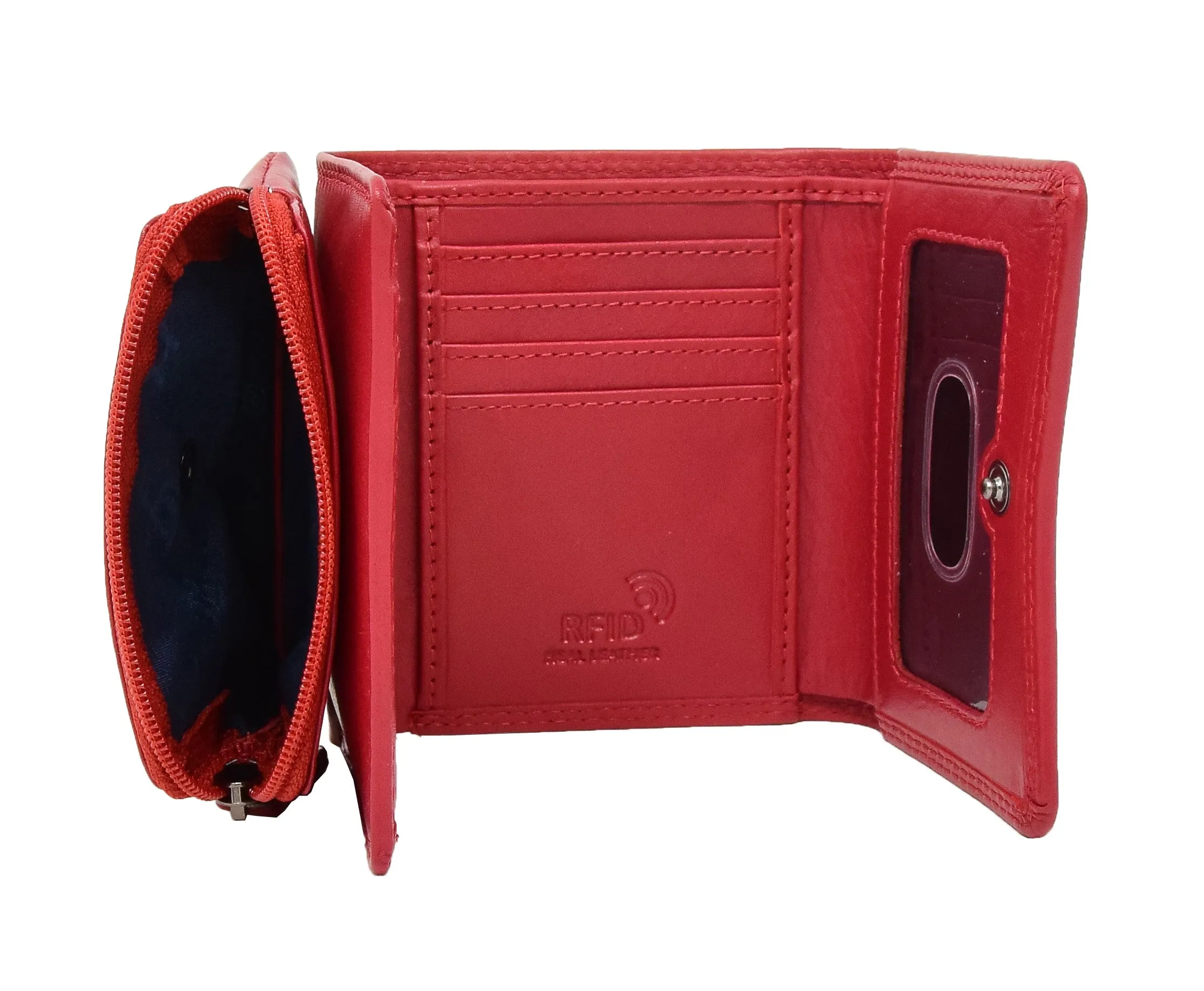 DR412 Women's Small Trifold Leather Purse Red