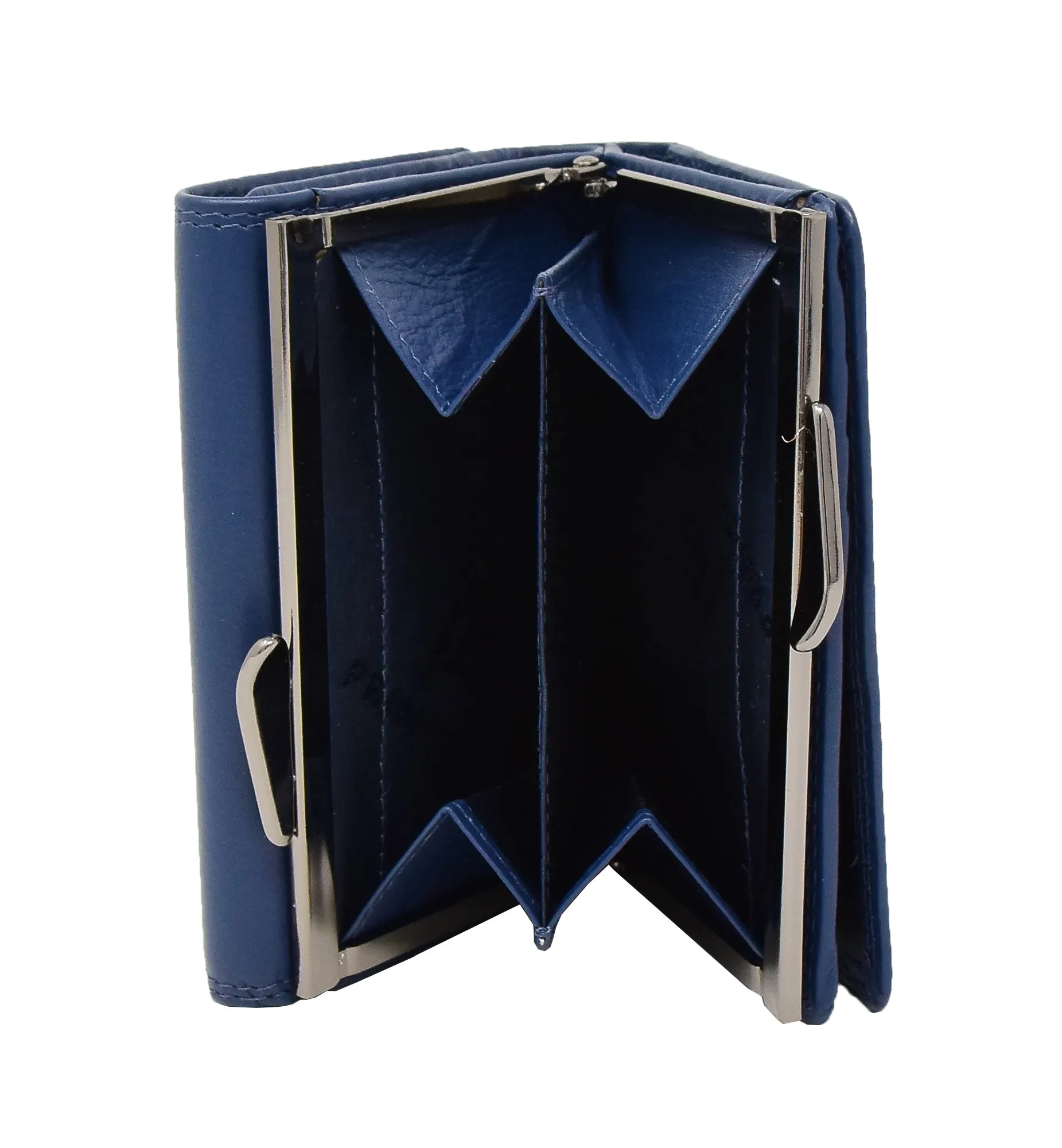 DR413 Women's Metal Frame Leather Purse Navy