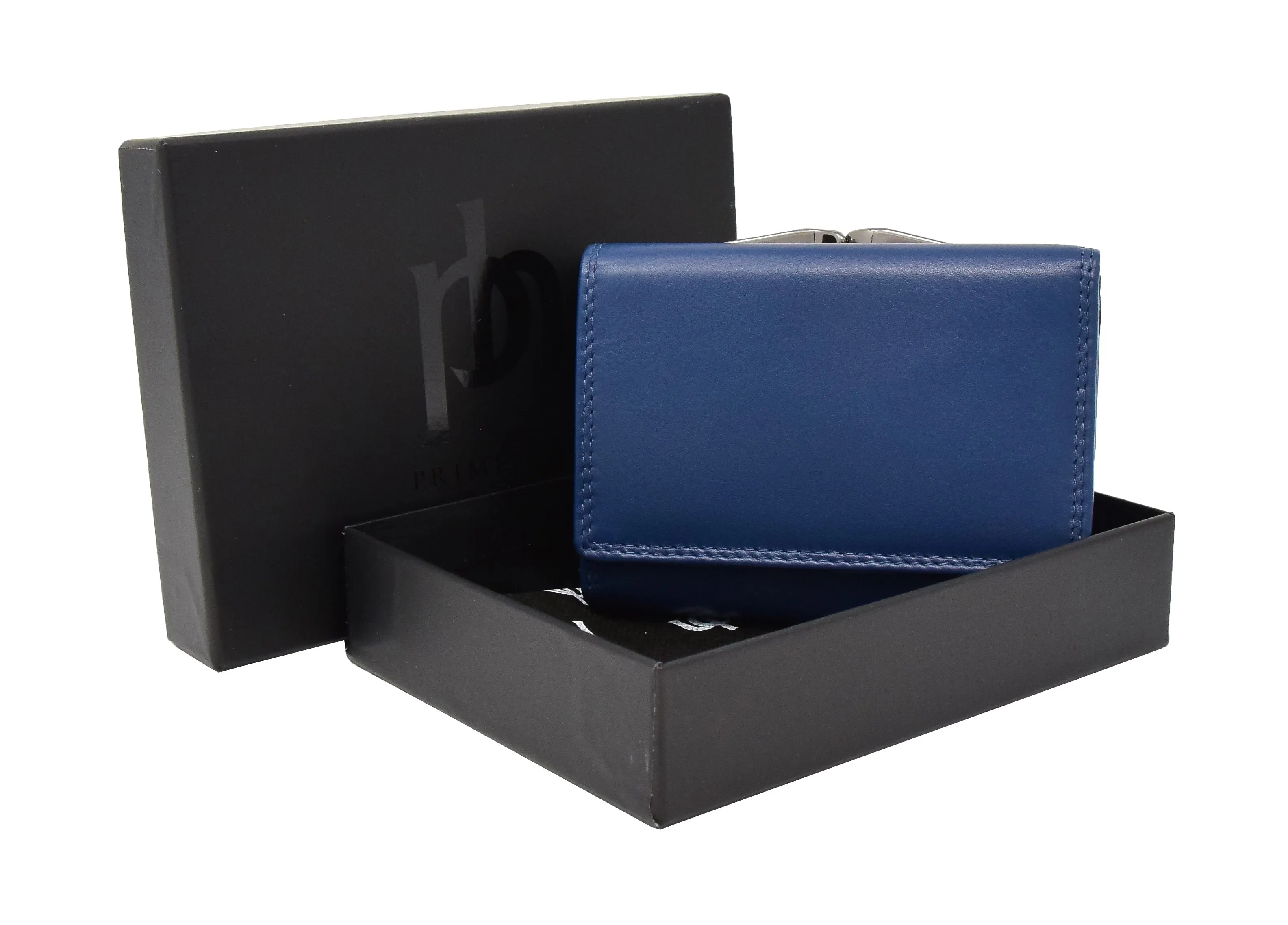 DR413 Women's Metal Frame Leather Purse Navy