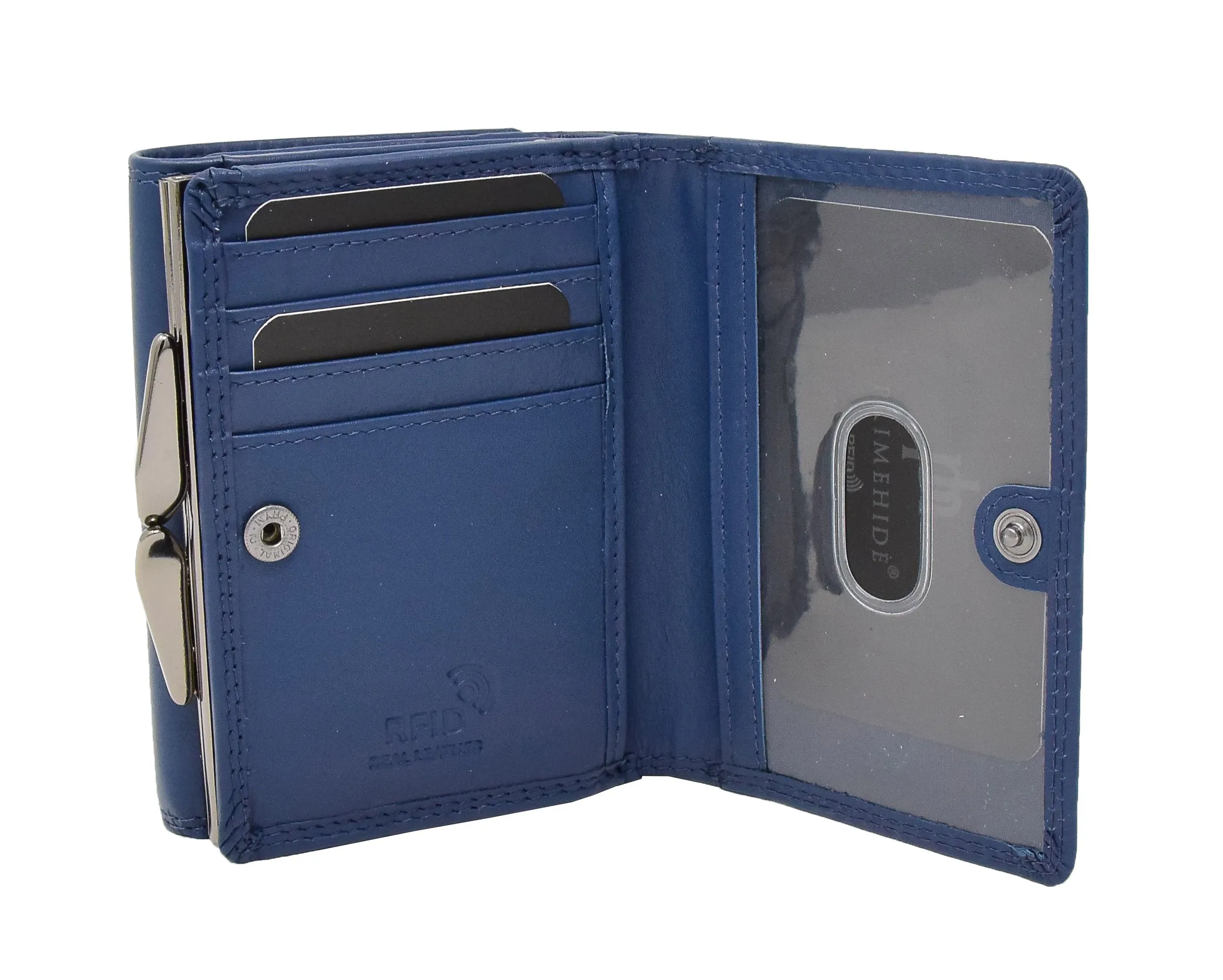 DR413 Women's Metal Frame Leather Purse Navy