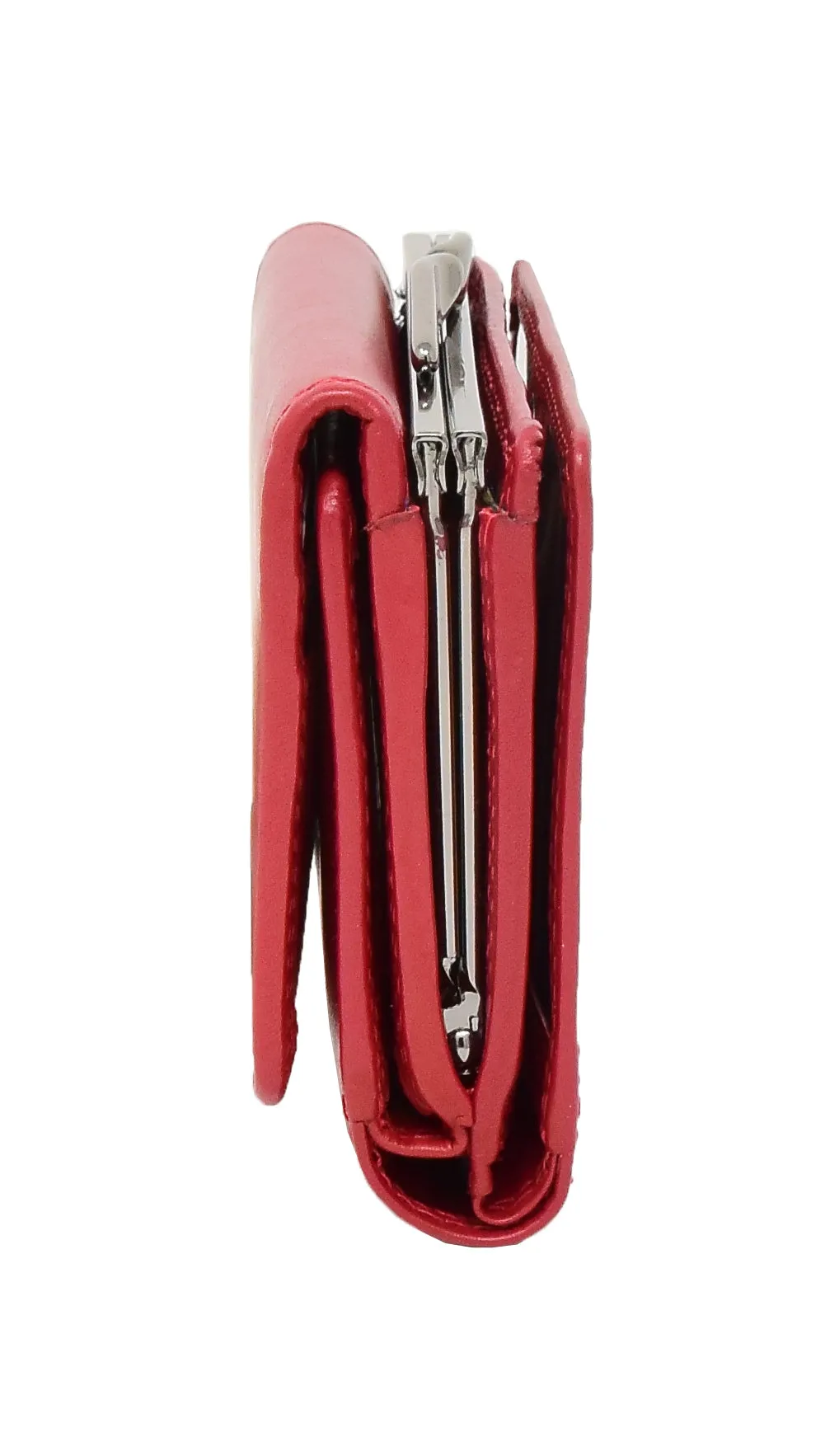 DR413 Women's Metal Frame Leather Purse Red