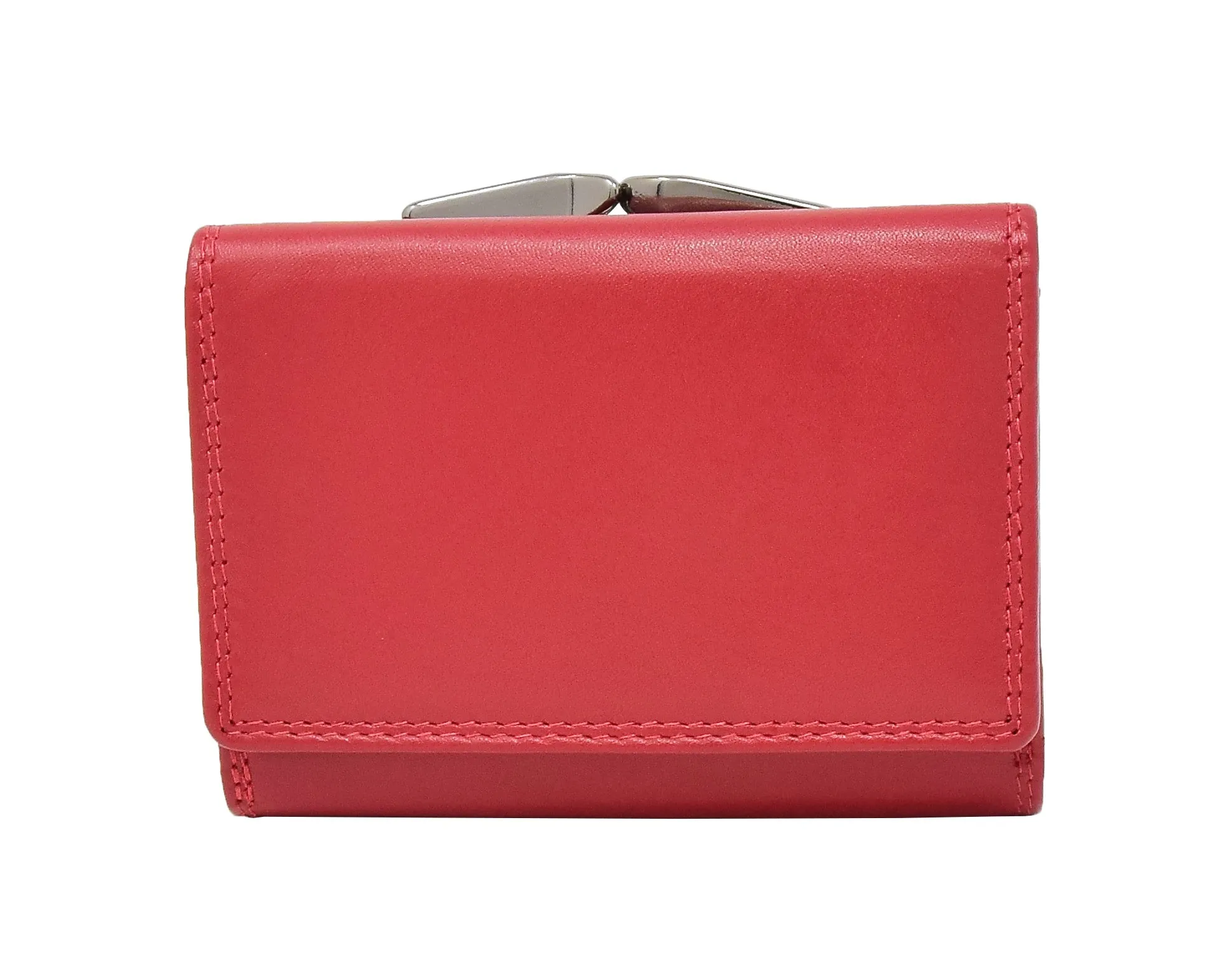 DR413 Women's Metal Frame Leather Purse Red