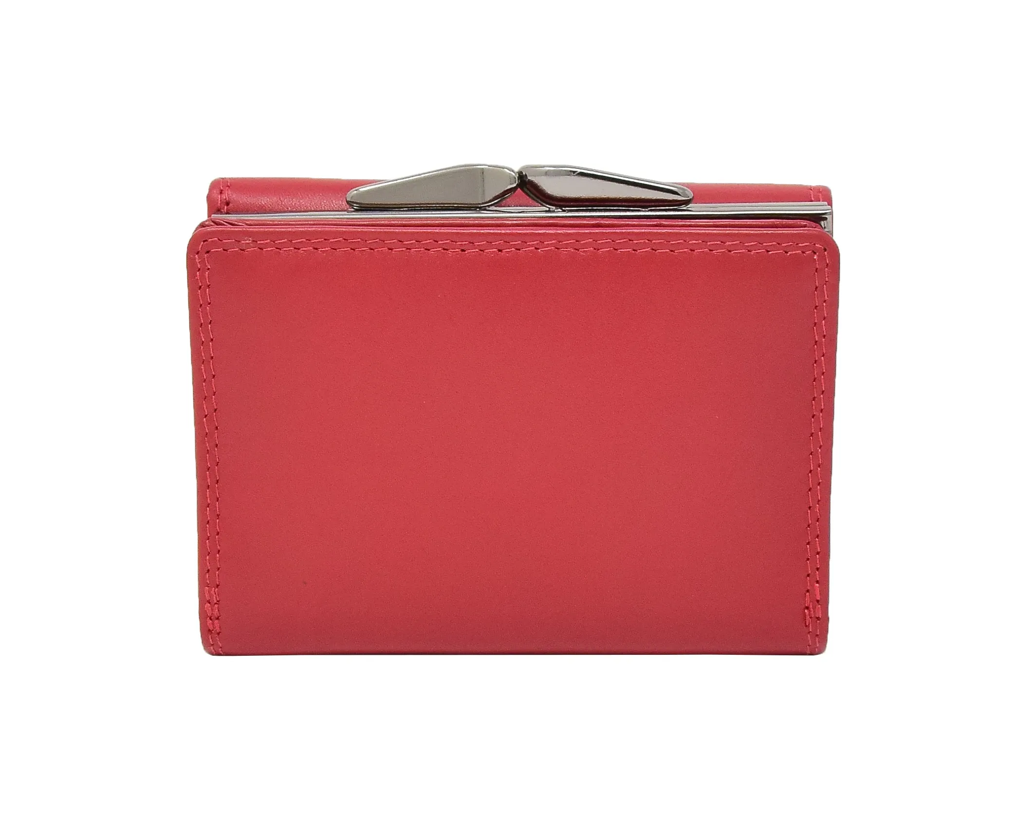 DR413 Women's Metal Frame Leather Purse Red