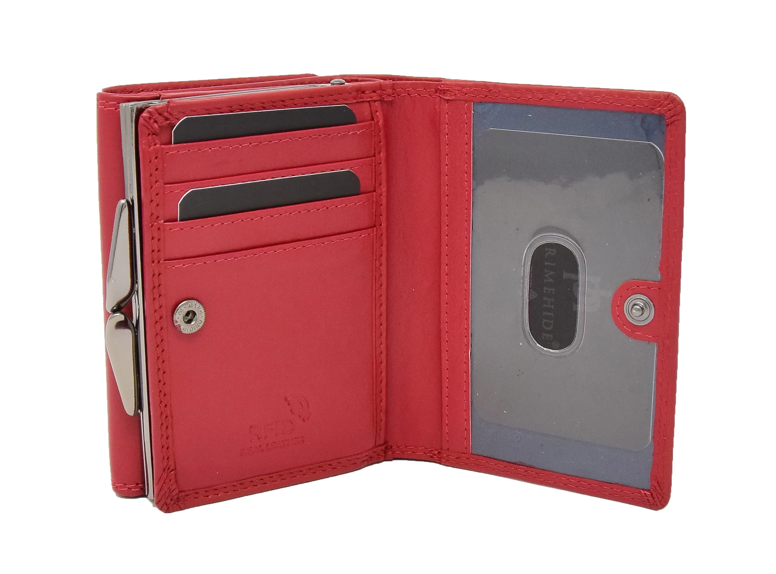DR413 Women's Metal Frame Leather Purse Red