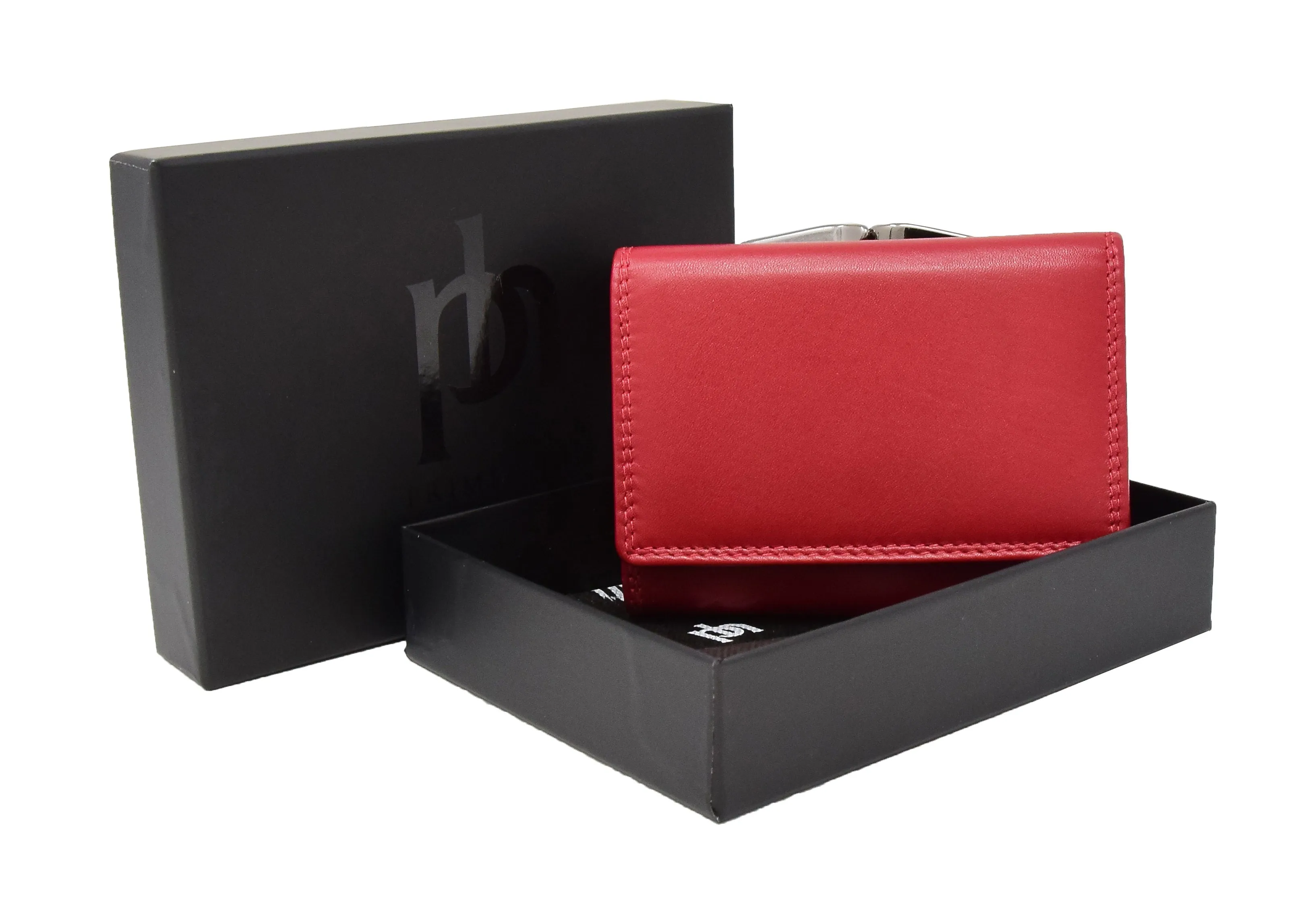 DR413 Women's Metal Frame Leather Purse Red