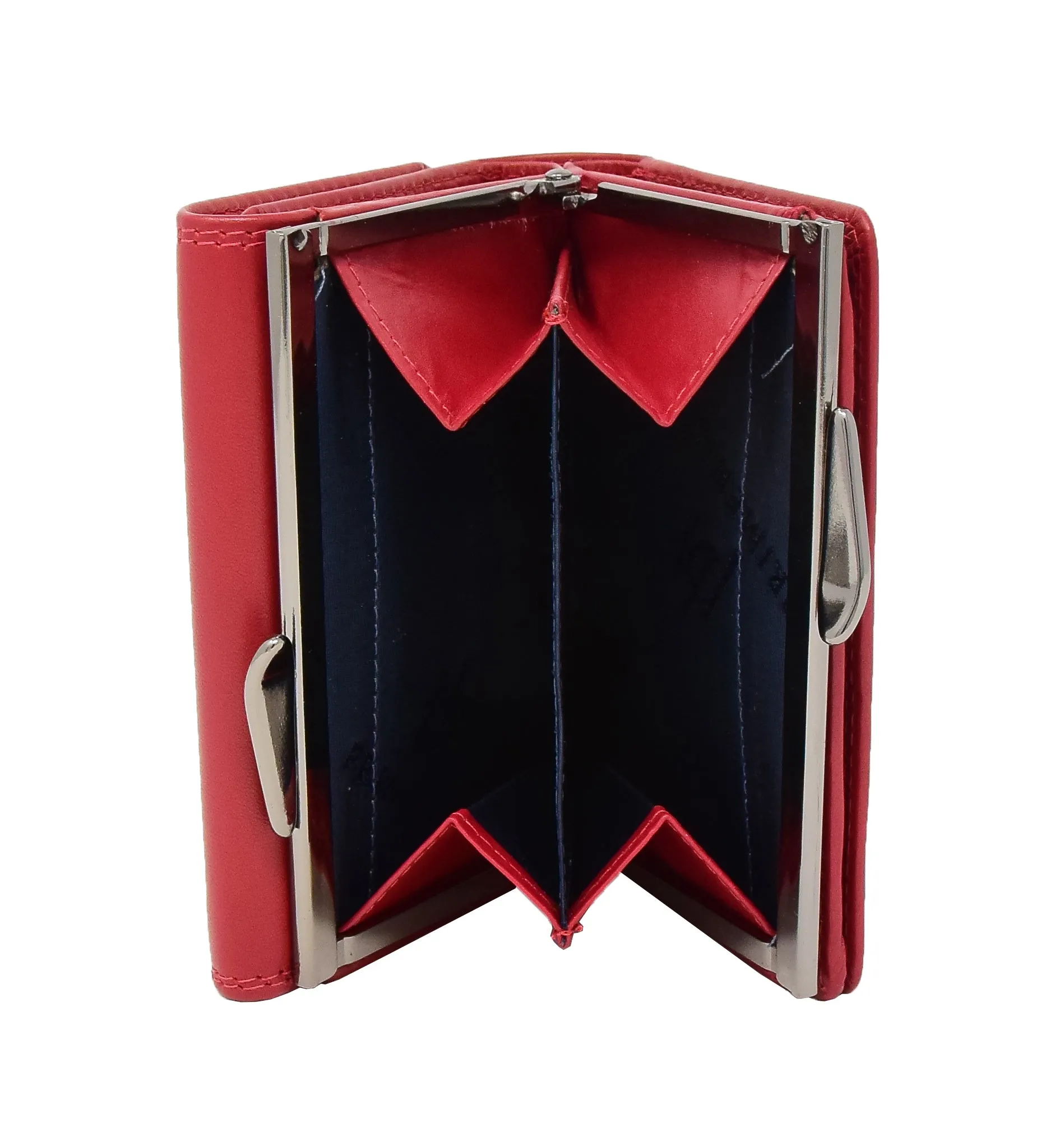 DR413 Women's Metal Frame Leather Purse Red