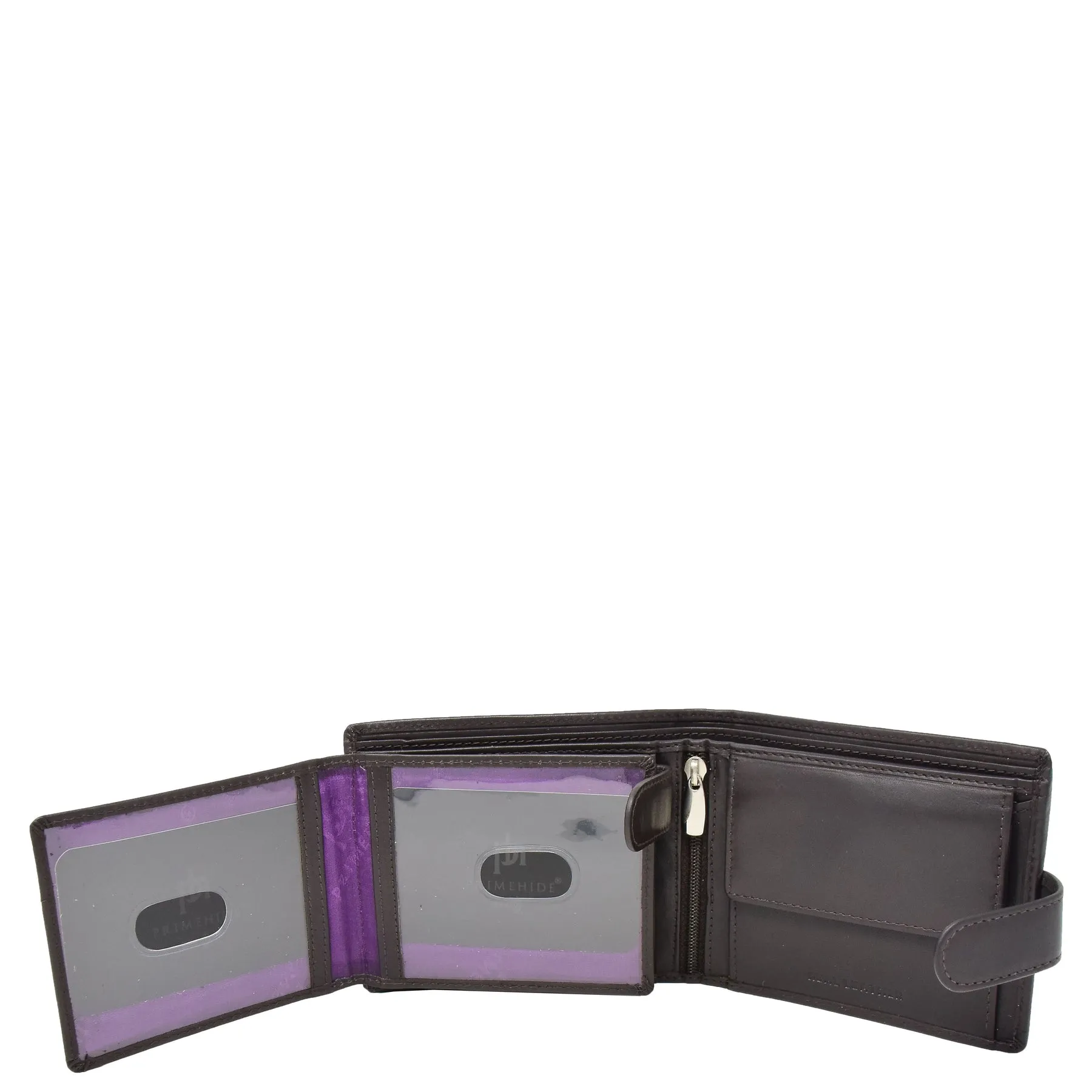 DR416 Men’s Snap Closure Real Leather Wallet Brown