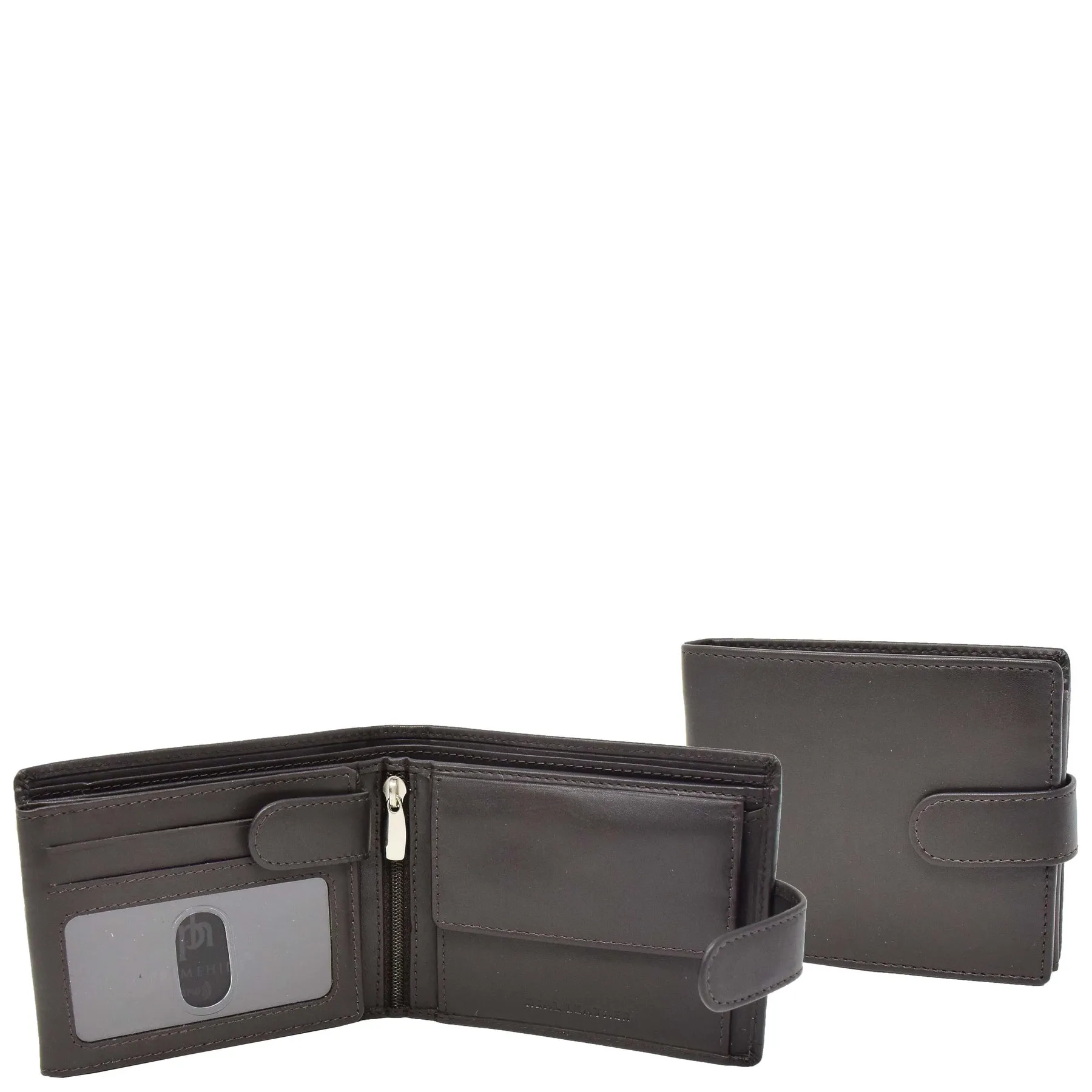 DR416 Men’s Snap Closure Real Leather Wallet Brown