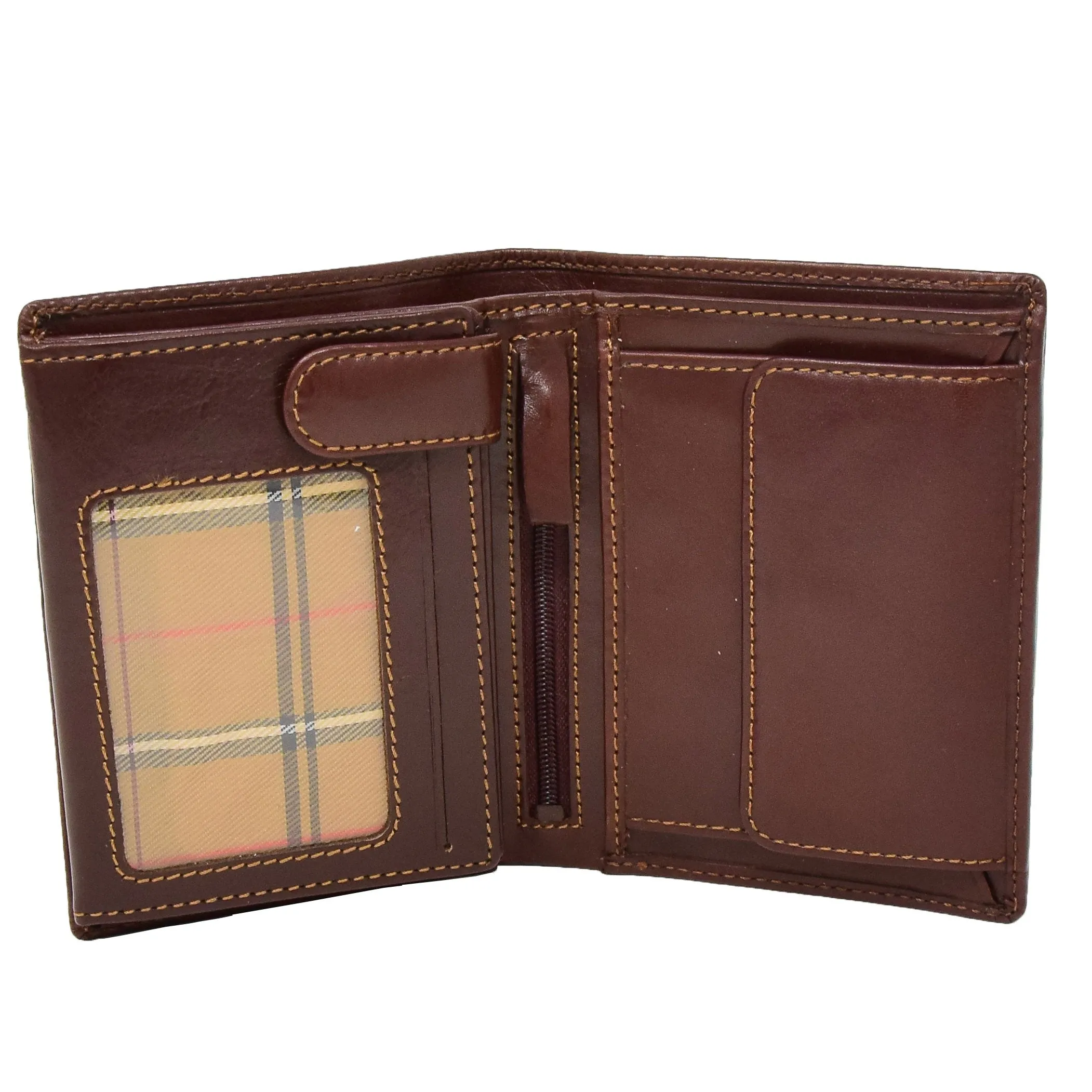 DR430 Men's Large Leather Bifold Wallet Brown