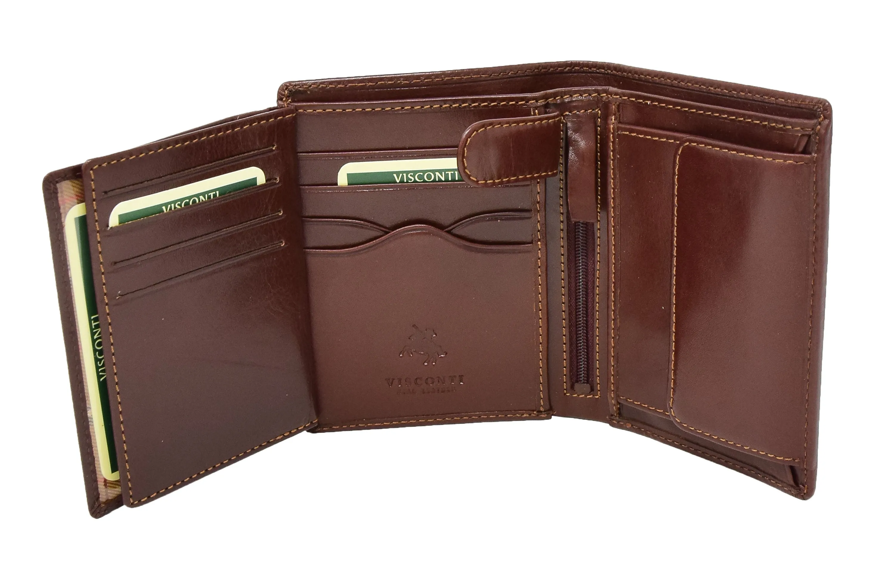 DR430 Men's Large Leather Bifold Wallet Brown