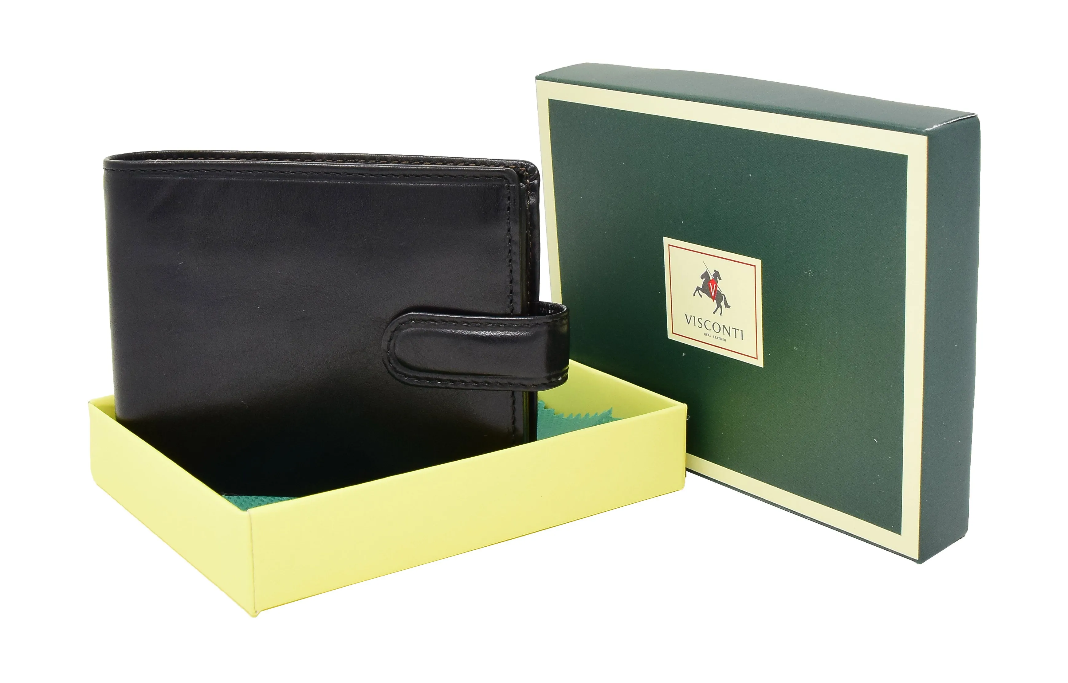 DR431 Men's Buckle Closure Leather Wallet Black