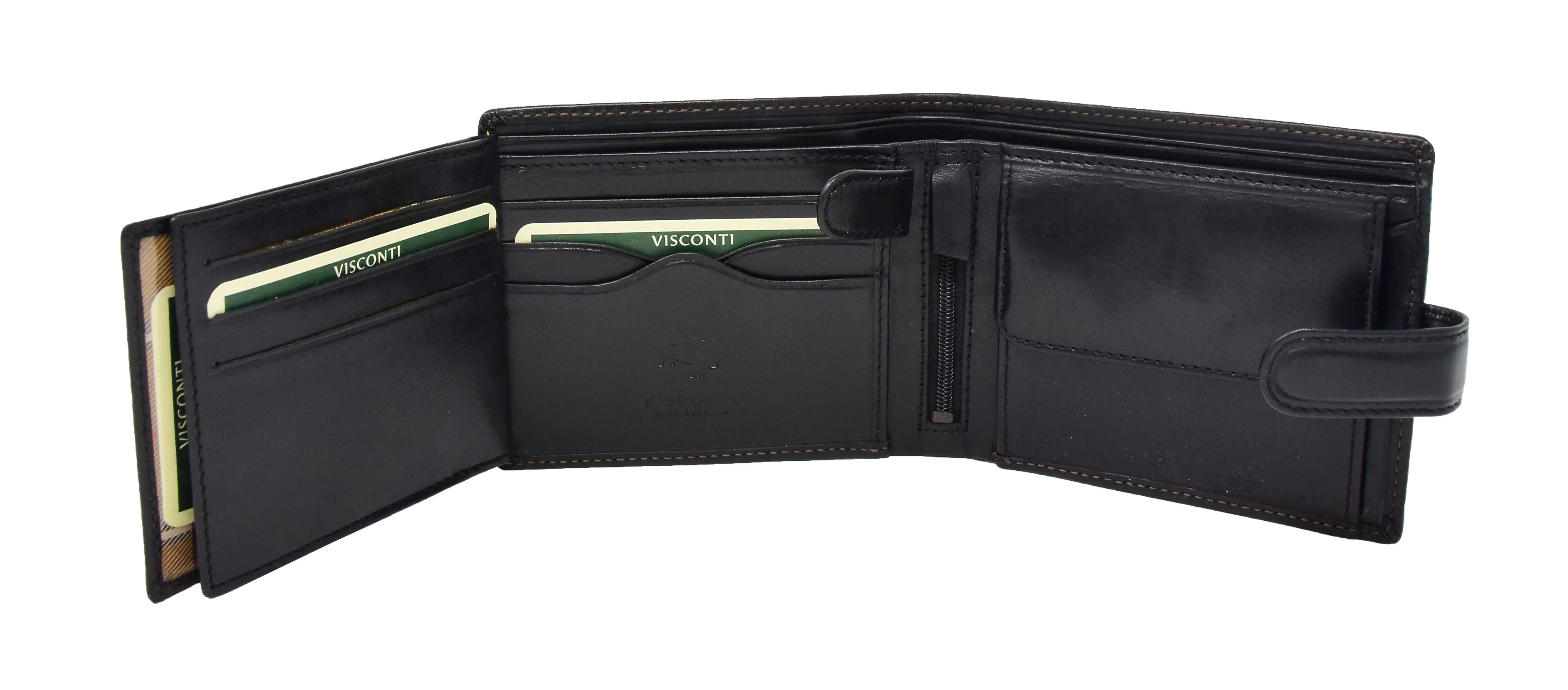 DR431 Men's Buckle Closure Leather Wallet Black