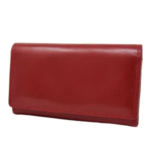 DR432 Women's Envelope Style Leather Purse Red