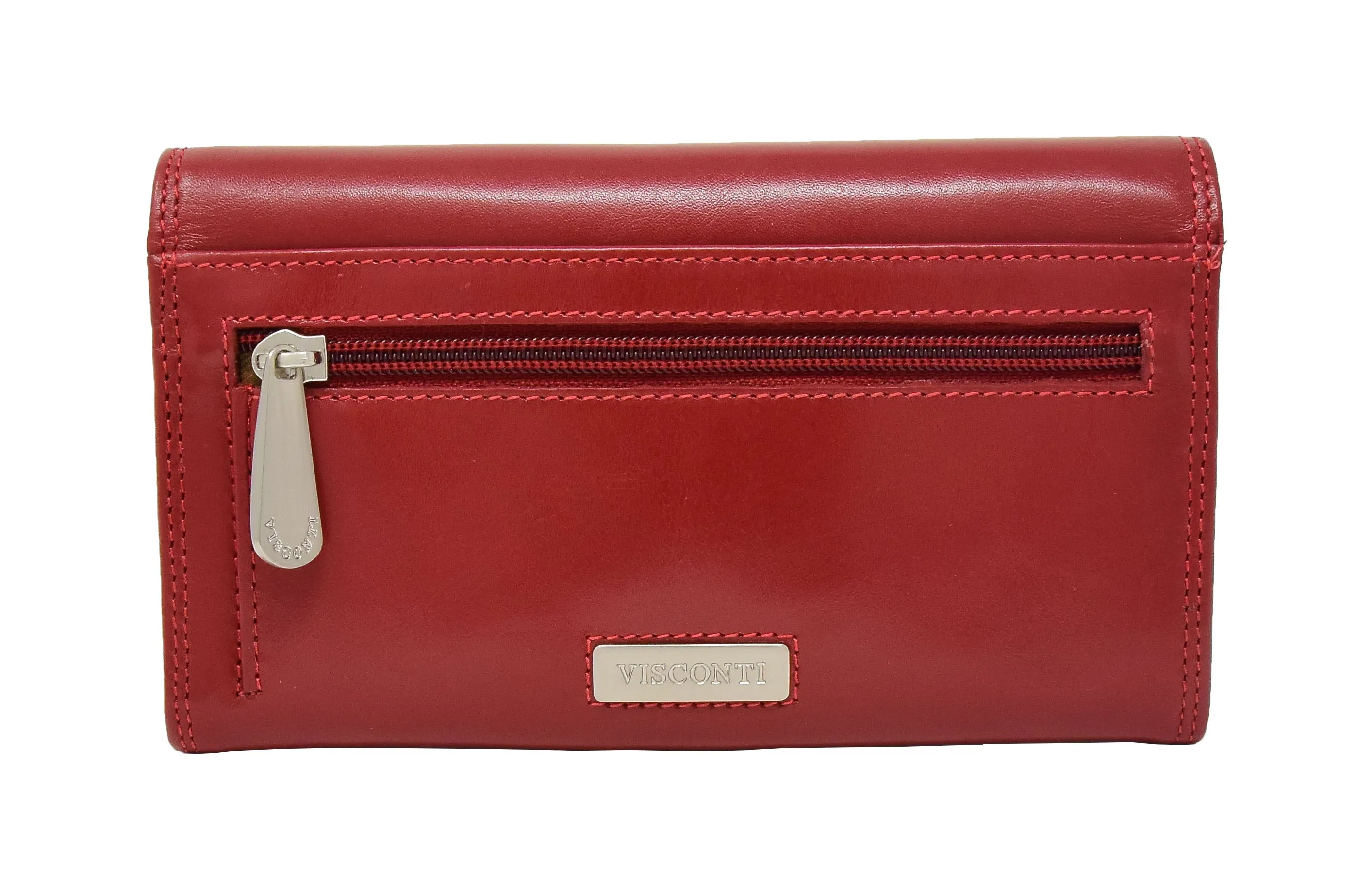 DR432 Women's Envelope Style Leather Purse Red