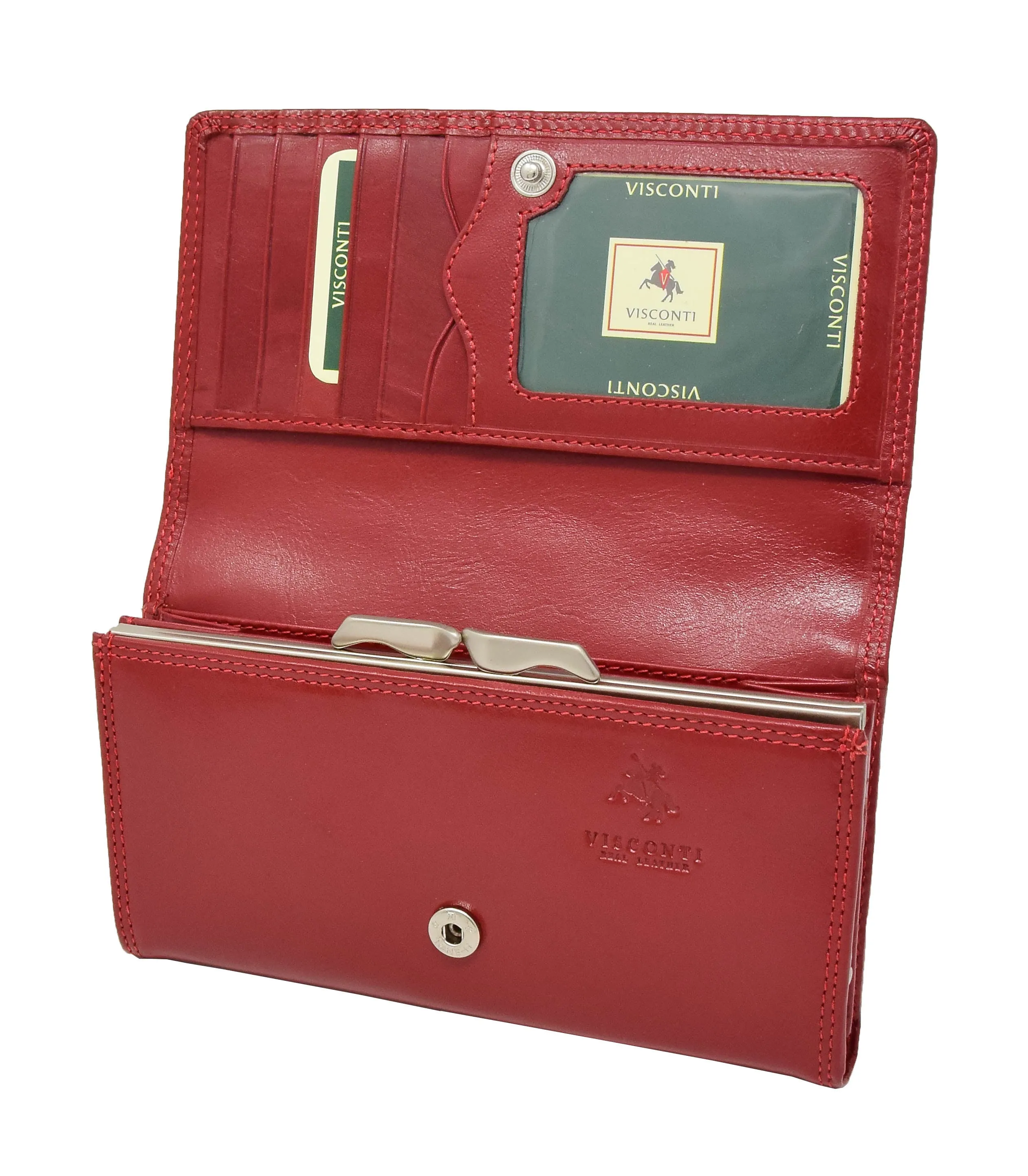 DR432 Women's Envelope Style Leather Purse Red