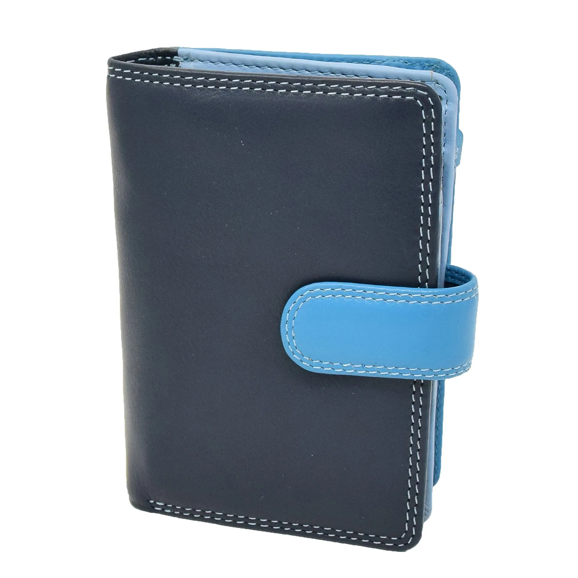 DR434 Women's Soft Leather Organiser Purse Blue Multi