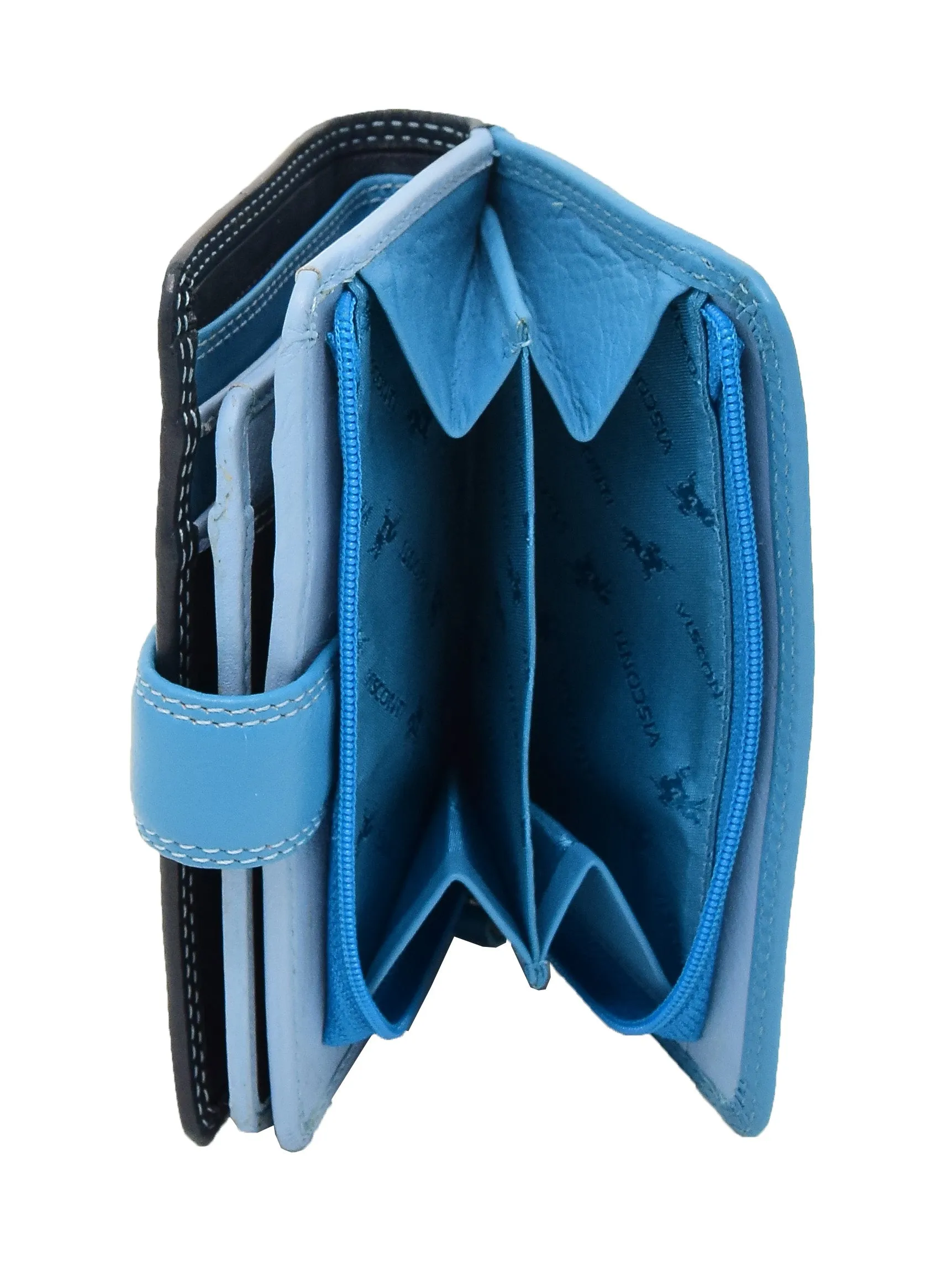 DR434 Women's Soft Leather Organiser Purse Blue Multi