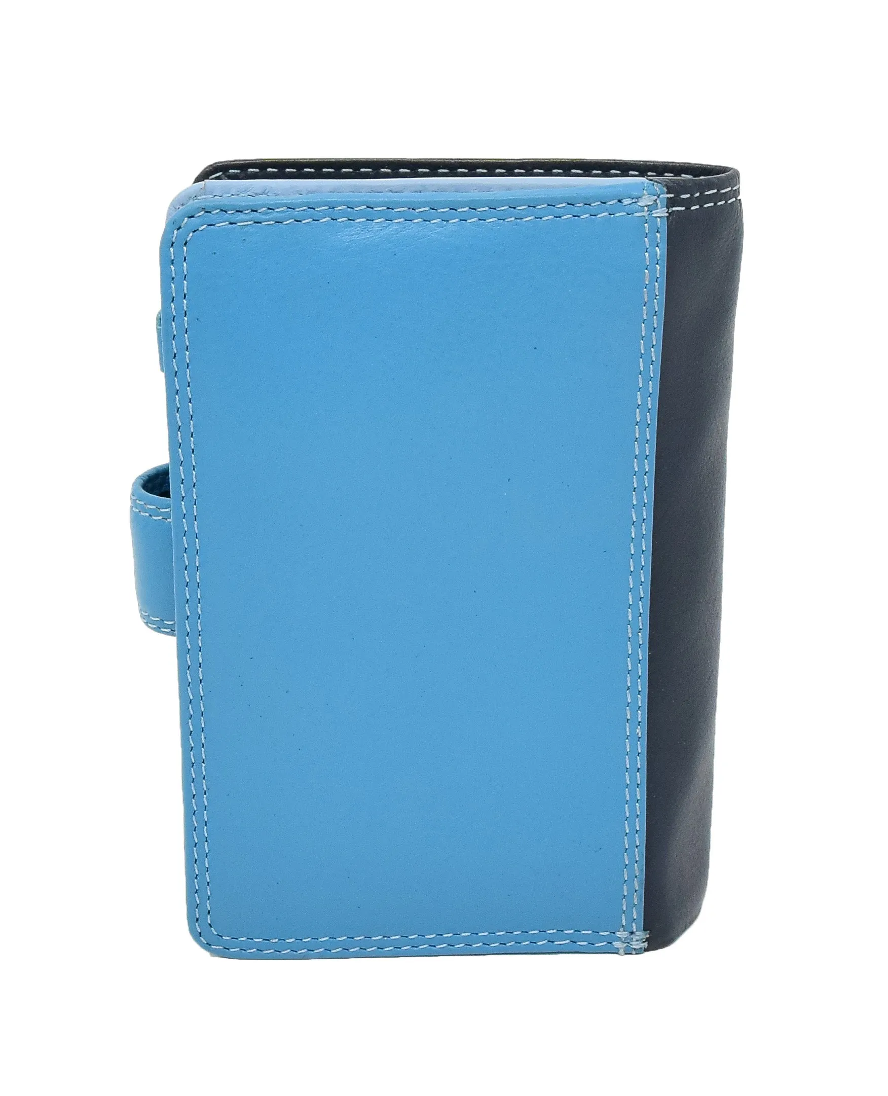 DR434 Women's Soft Leather Organiser Purse Blue Multi