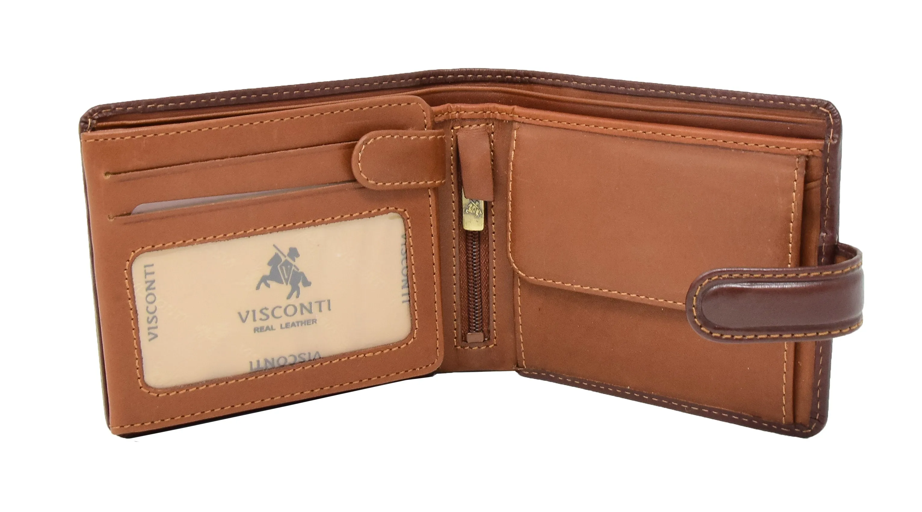 DR436 Men's Premium Leather Two Tone Wallet Brown