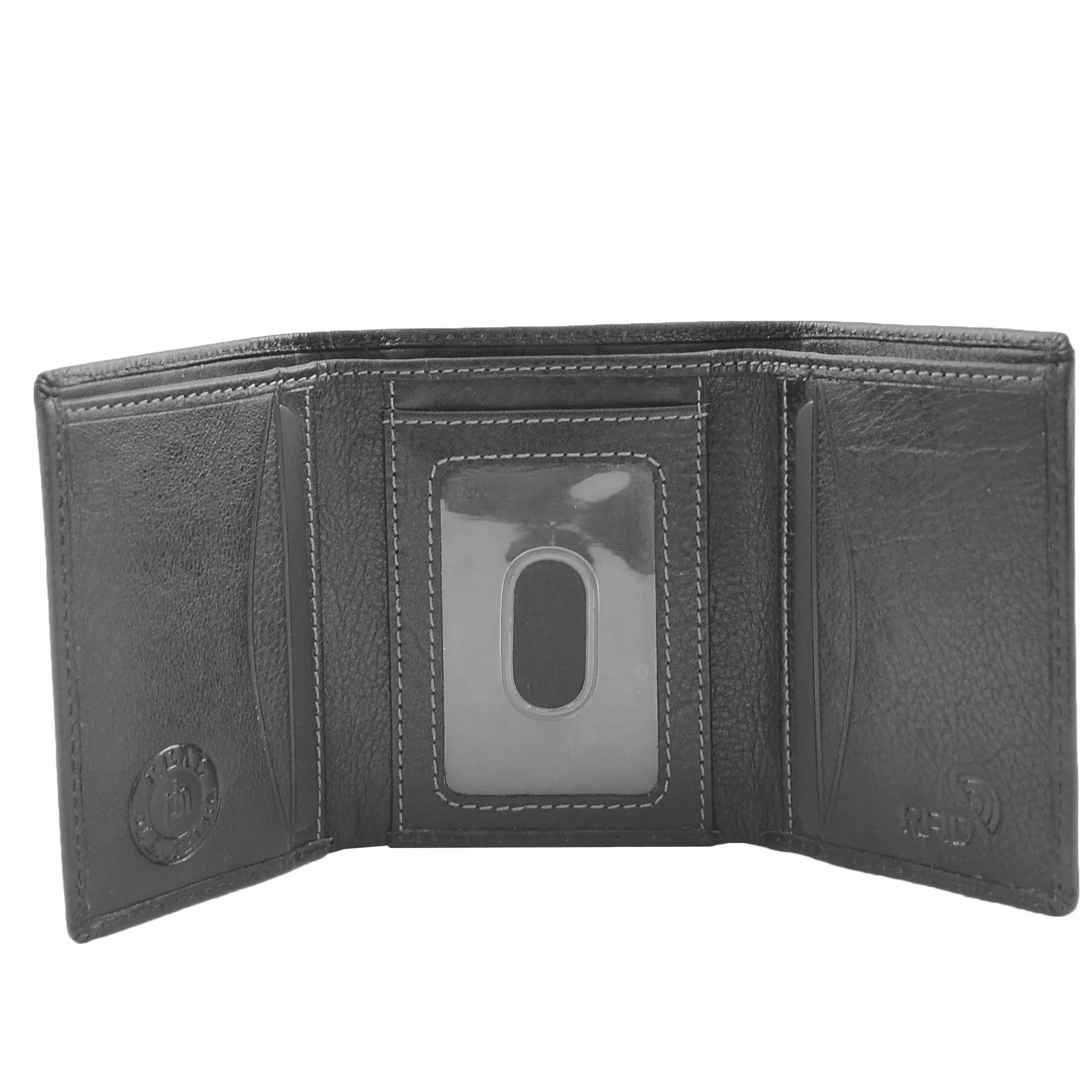 DR439 Men's Trifold Leather Credit Card Wallet Black
