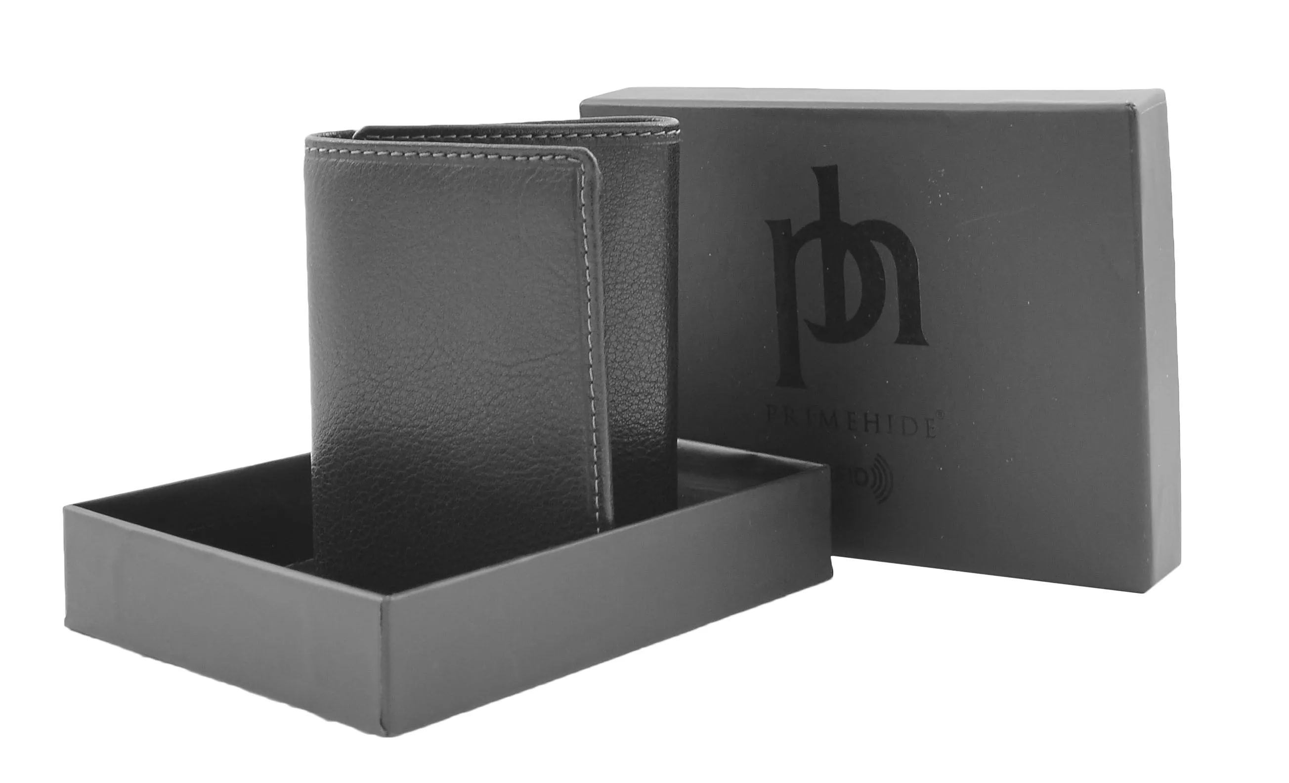 DR439 Men's Trifold Leather Credit Card Wallet Black