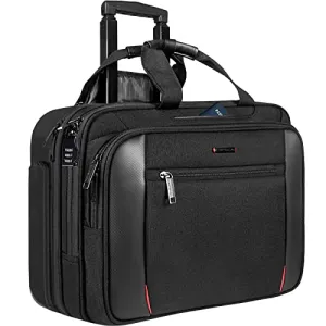EMPSIGN Rolling Laptop Bag, 17.3 inch Computer Bag for Men-Black