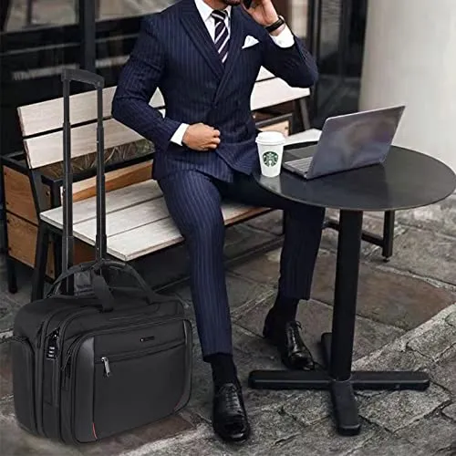 EMPSIGN Rolling Laptop Bag, 17.3 inch Computer Bag for Men-Black
