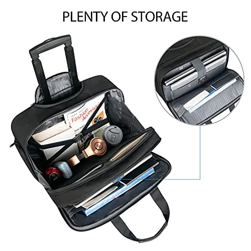 EMPSIGN Rolling Laptop Bag, 17.3 inch Computer Bag for Men-Black