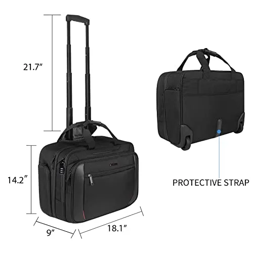 EMPSIGN Rolling Laptop Bag, 17.3 inch Computer Bag for Men-Black
