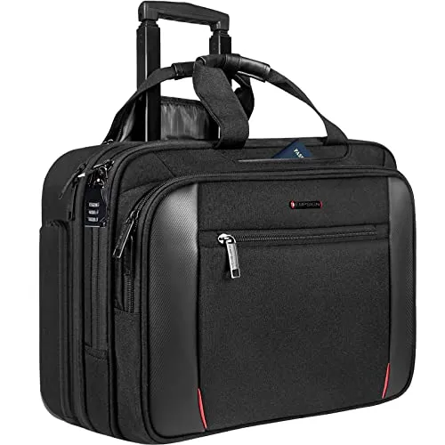 EMPSIGN Rolling Laptop Bag, 17.3 inch Computer Bag for Men-Black