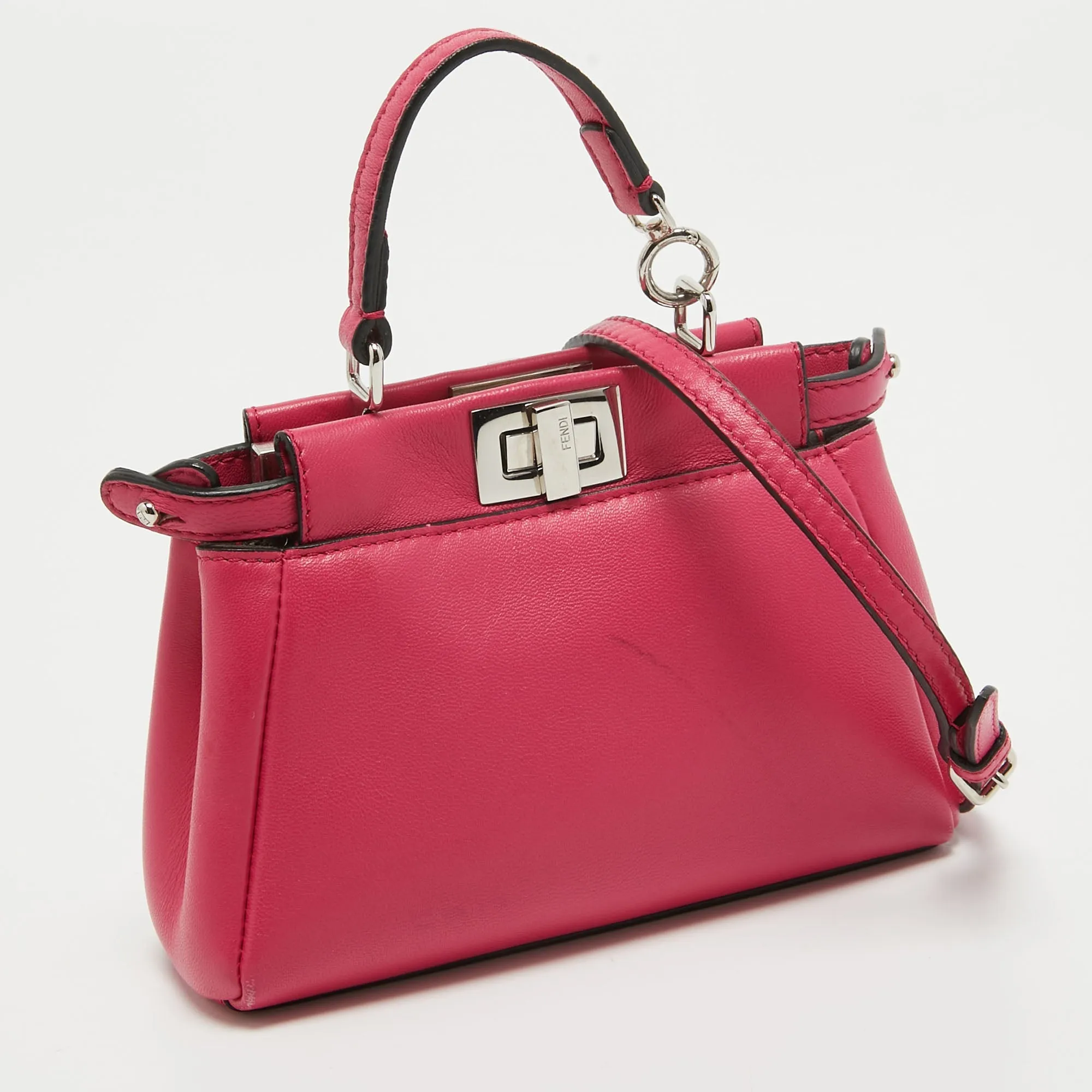 Fendi Fuchsia Leather Micro Peekaboo Crossbody Bag