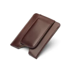 Flat Magnetic Leather Money Clip, 1 CC - Brown