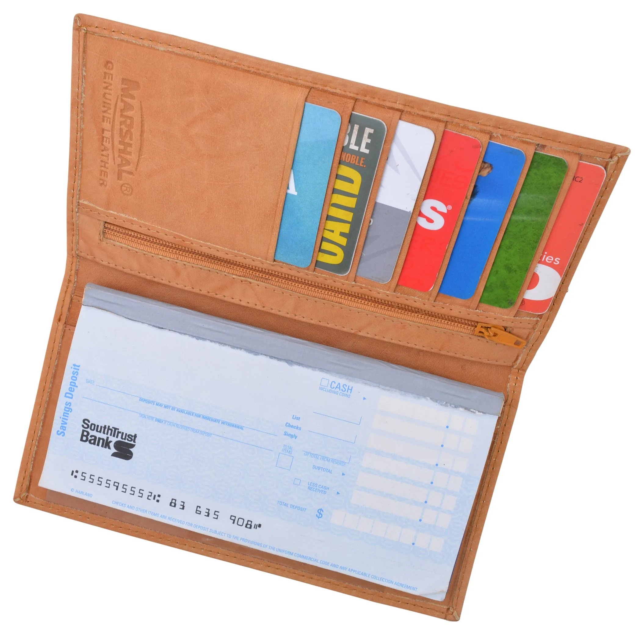 Genuine Leather Checkbook Cover Register Holder Slim Wallet for Men & Women