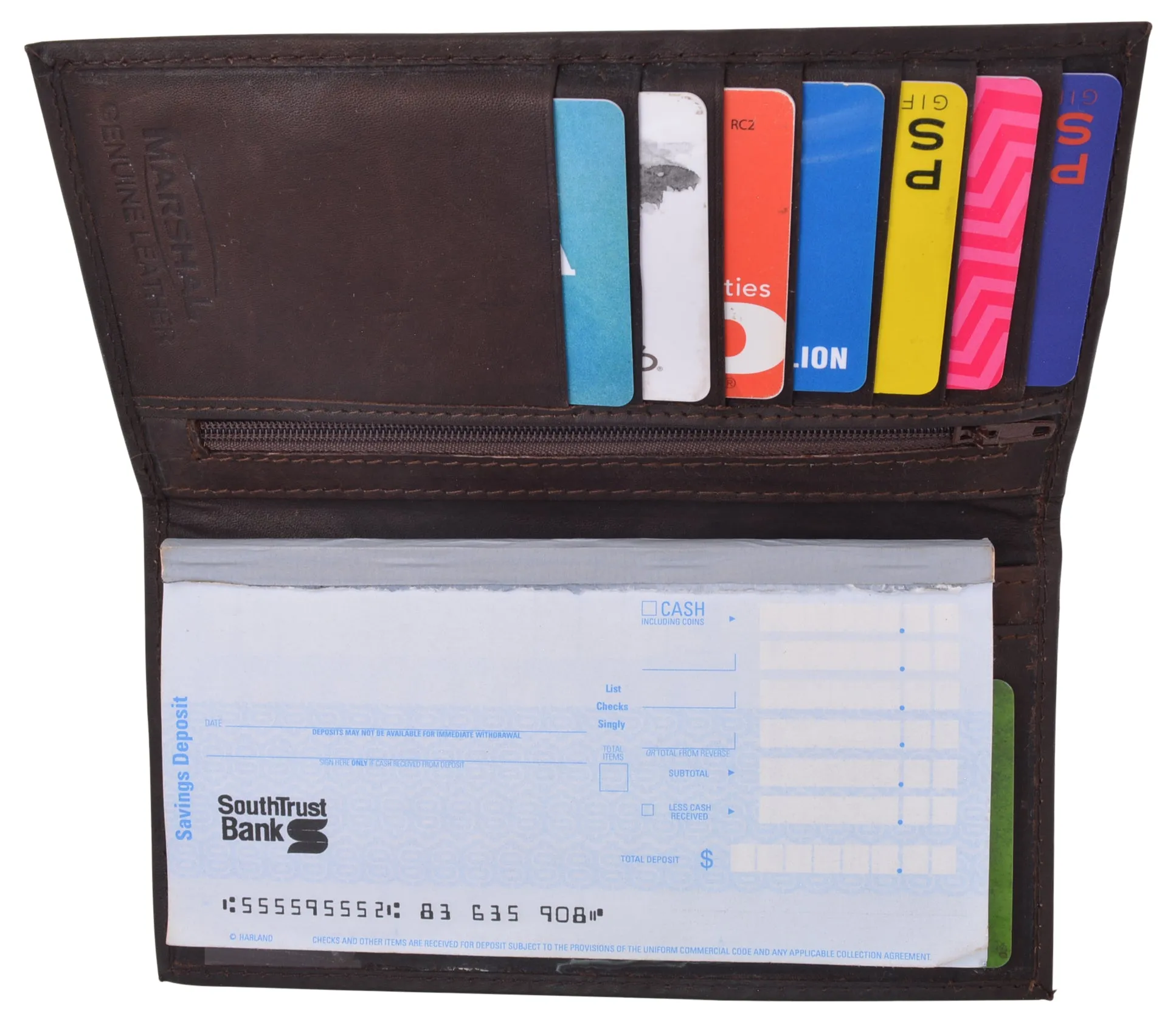Genuine Leather Checkbook Cover Register Holder Slim Wallet for Men & Women