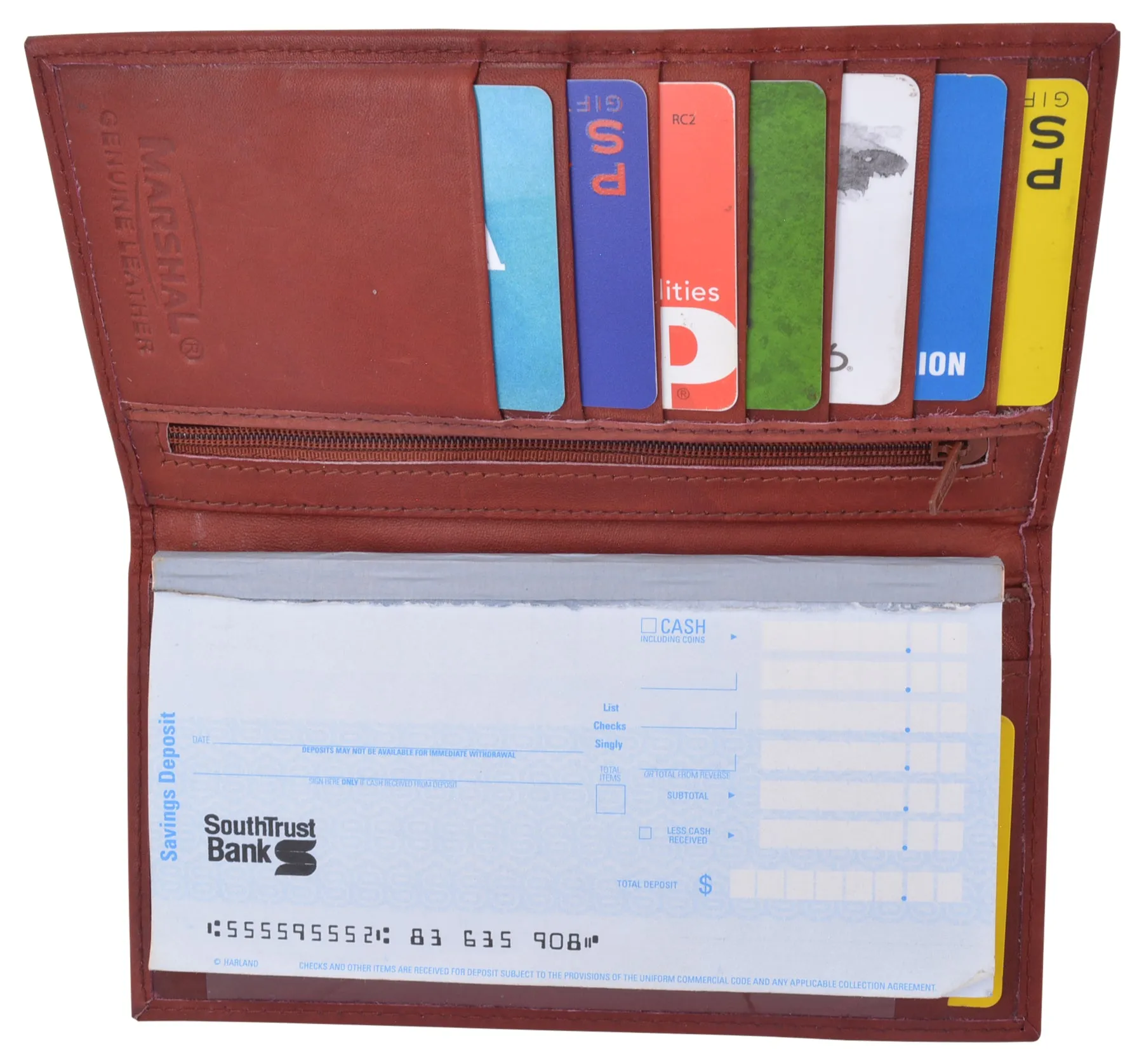 Genuine Leather Checkbook Cover Register Holder Slim Wallet for Men & Women