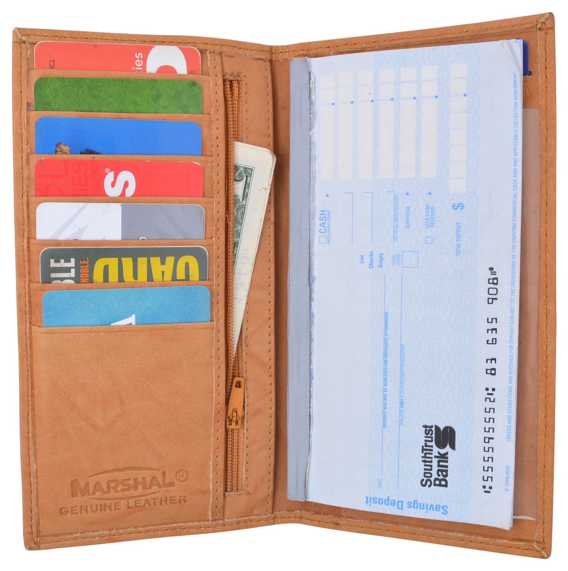Genuine Leather Checkbook Cover Register Holder Slim Wallet for Men & Women