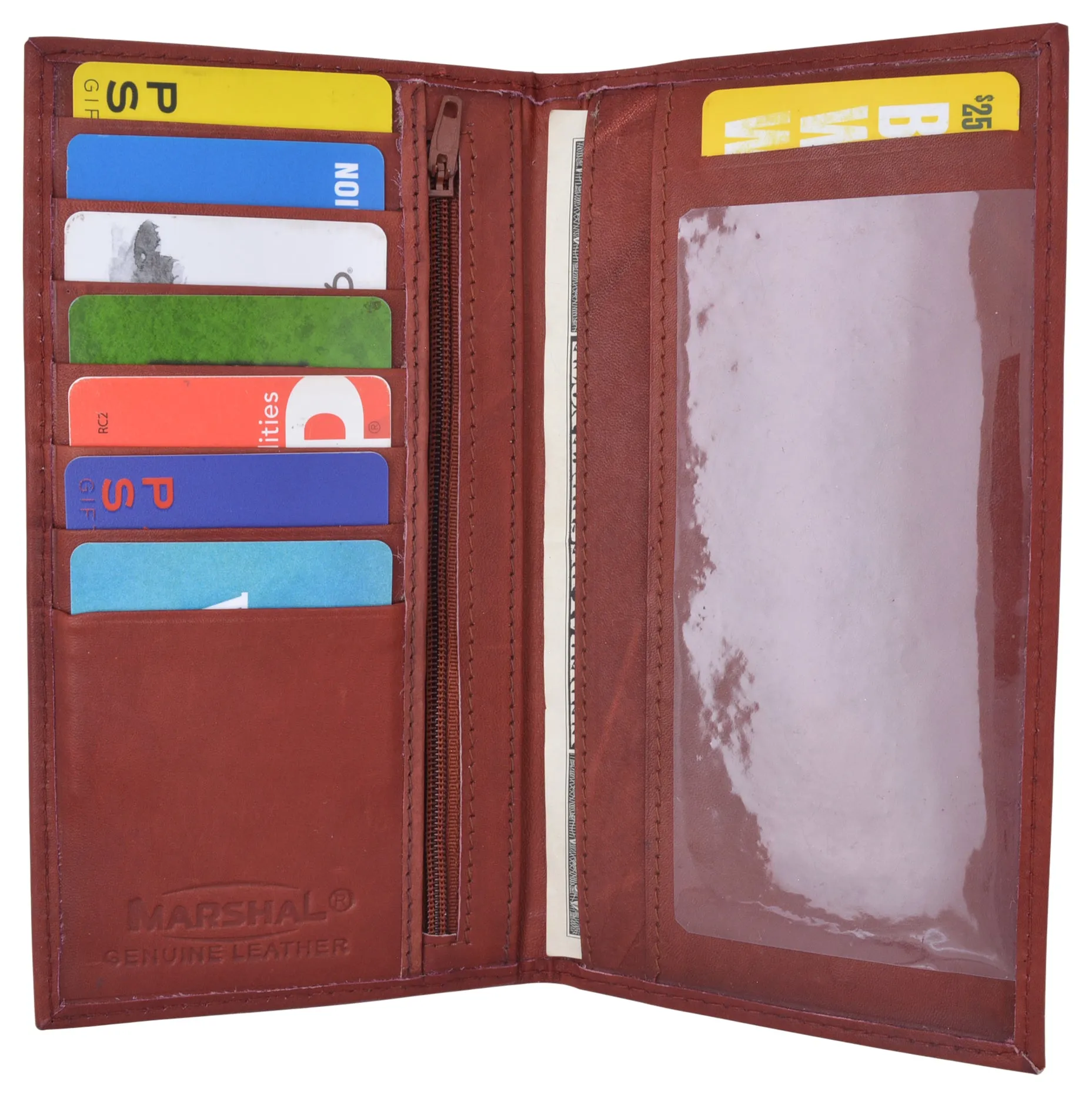 Genuine Leather Checkbook Cover Register Holder Slim Wallet for Men & Women