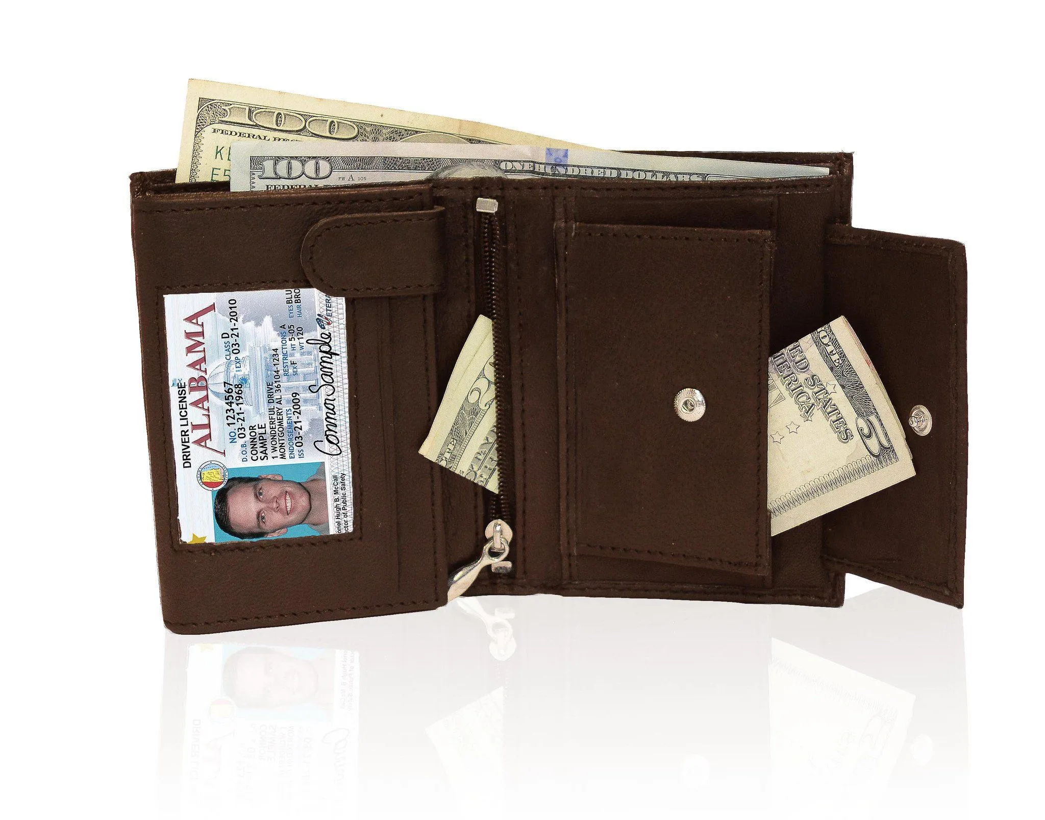 Genuine RFID-Blocking Men's Extra Capacity Leather Wallet - Black