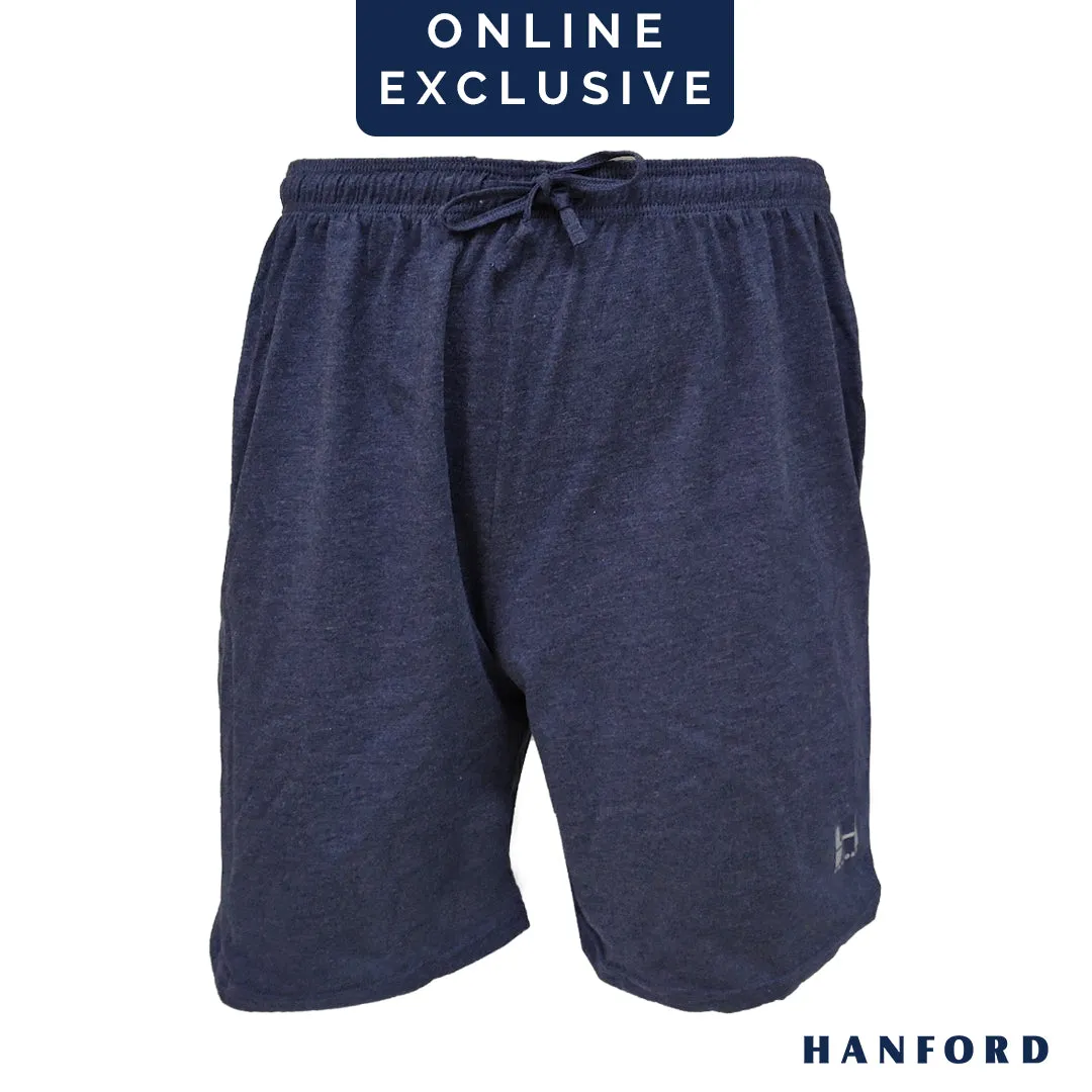 Hanford Men Casual Lounge Comfort Walking Drawstring with Pocket Shorts Dusten - Blue Melange (SinglePack)