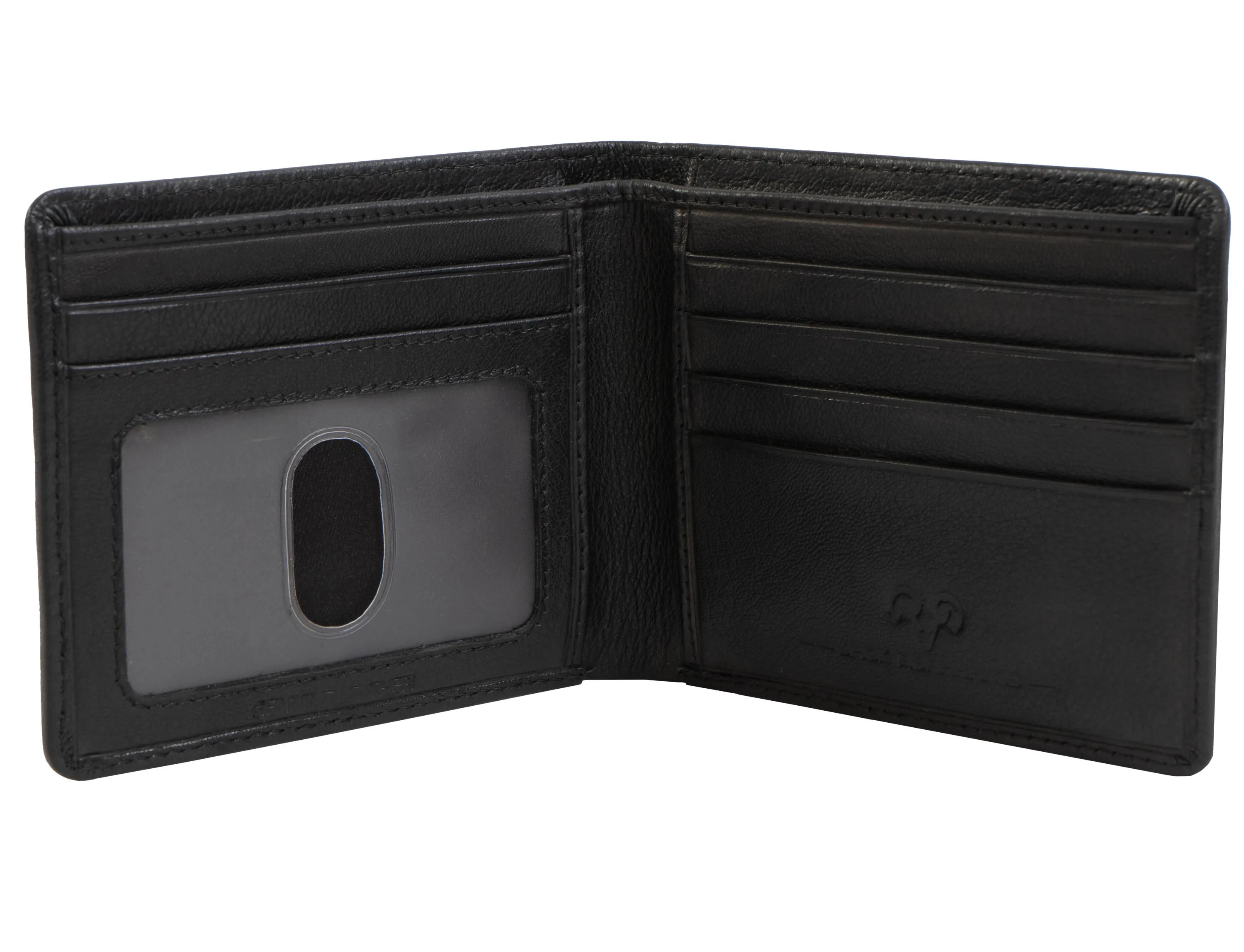 Jack Abrahams Goat Nappa Leather Bi-Fold Wallet with Flip ID Window Brown/Cognac