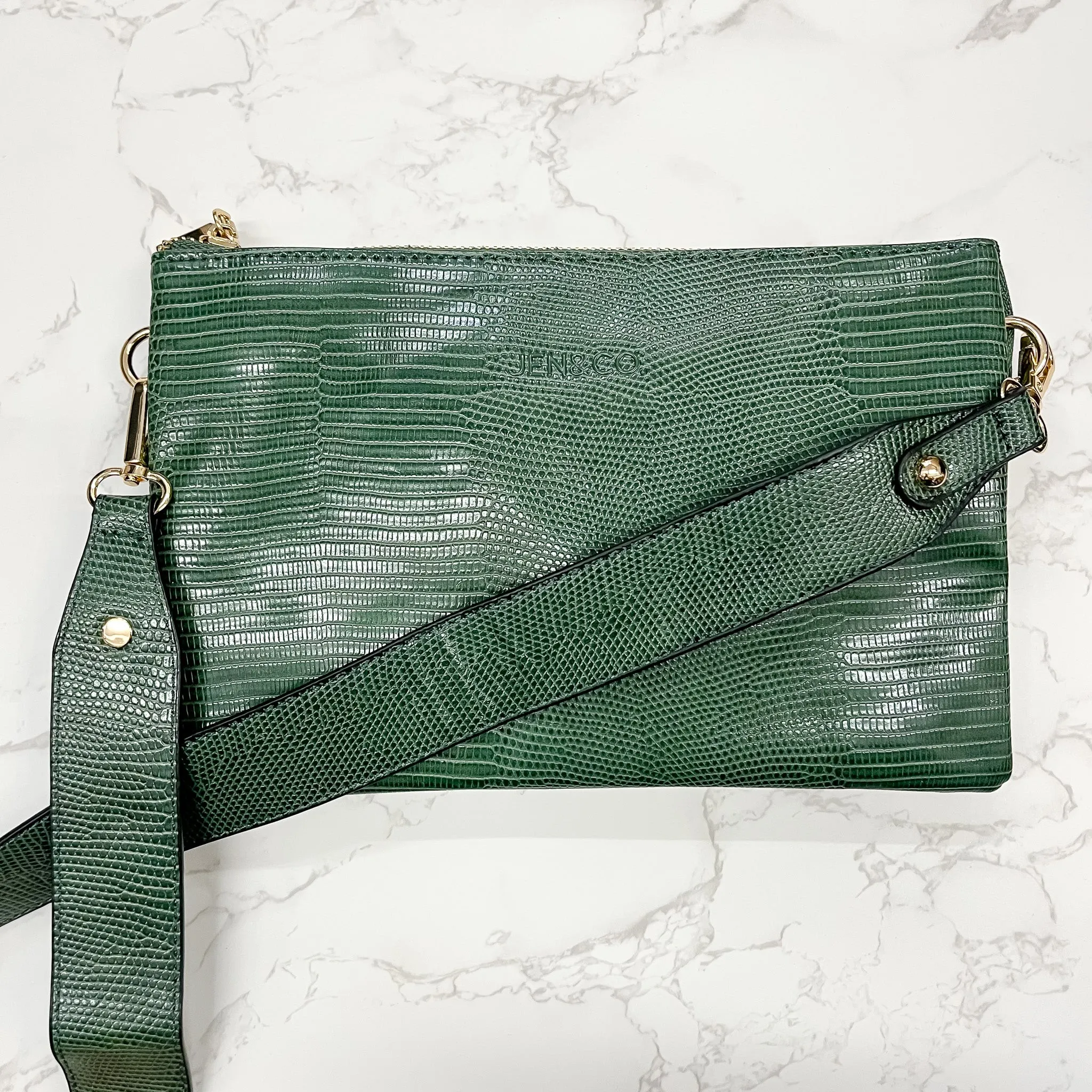 Jen & Co Izzy Lizard Crossbody Handbag - Green