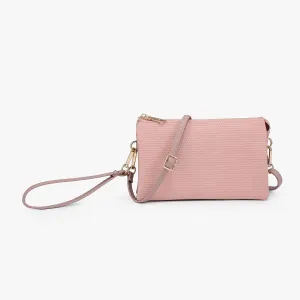 Jen & Co Riley Monogram 3 Compartment Crossbody Or Wristlet In Mauve
