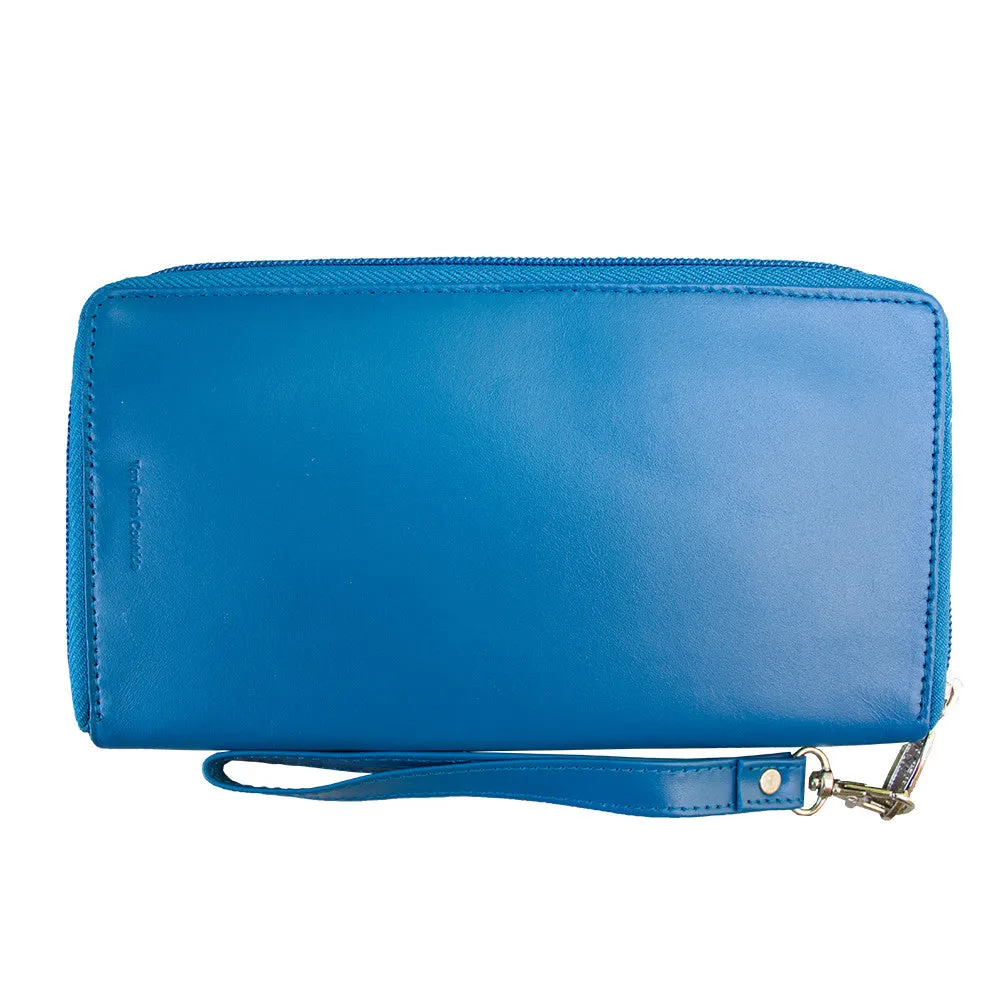 Leather Panther Clutch Ocean Blue