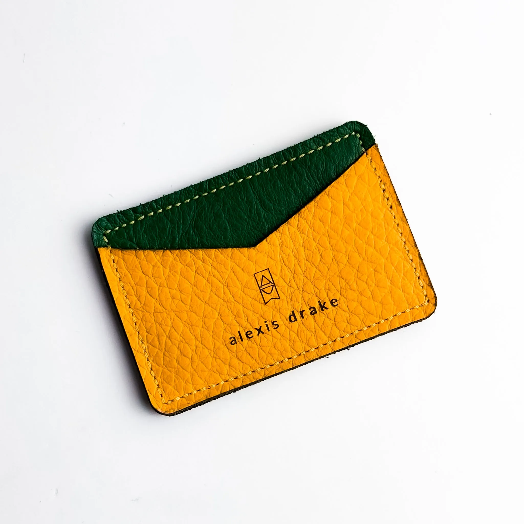 Made To Order | Bison Collection | Card Holder | Kelly Green   Mustard