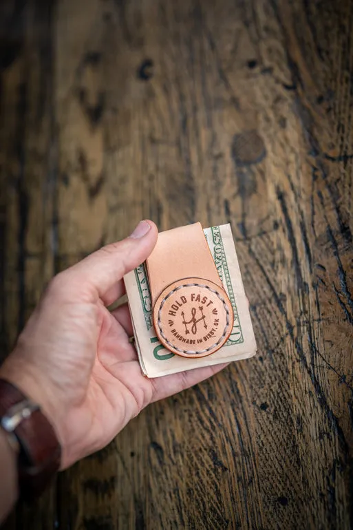 Magnetic Buttero Leather Money Clip