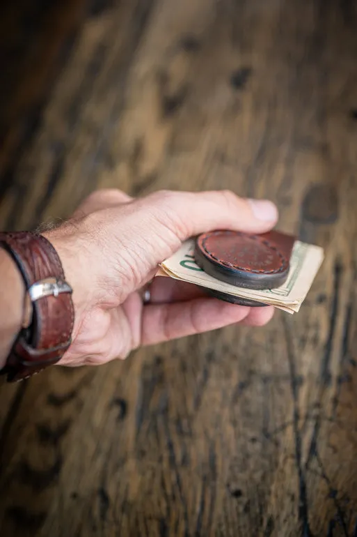 Magnetic Buttero Leather Money Clip