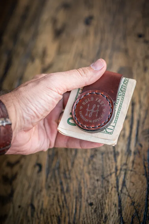 Magnetic Buttero Leather Money Clip