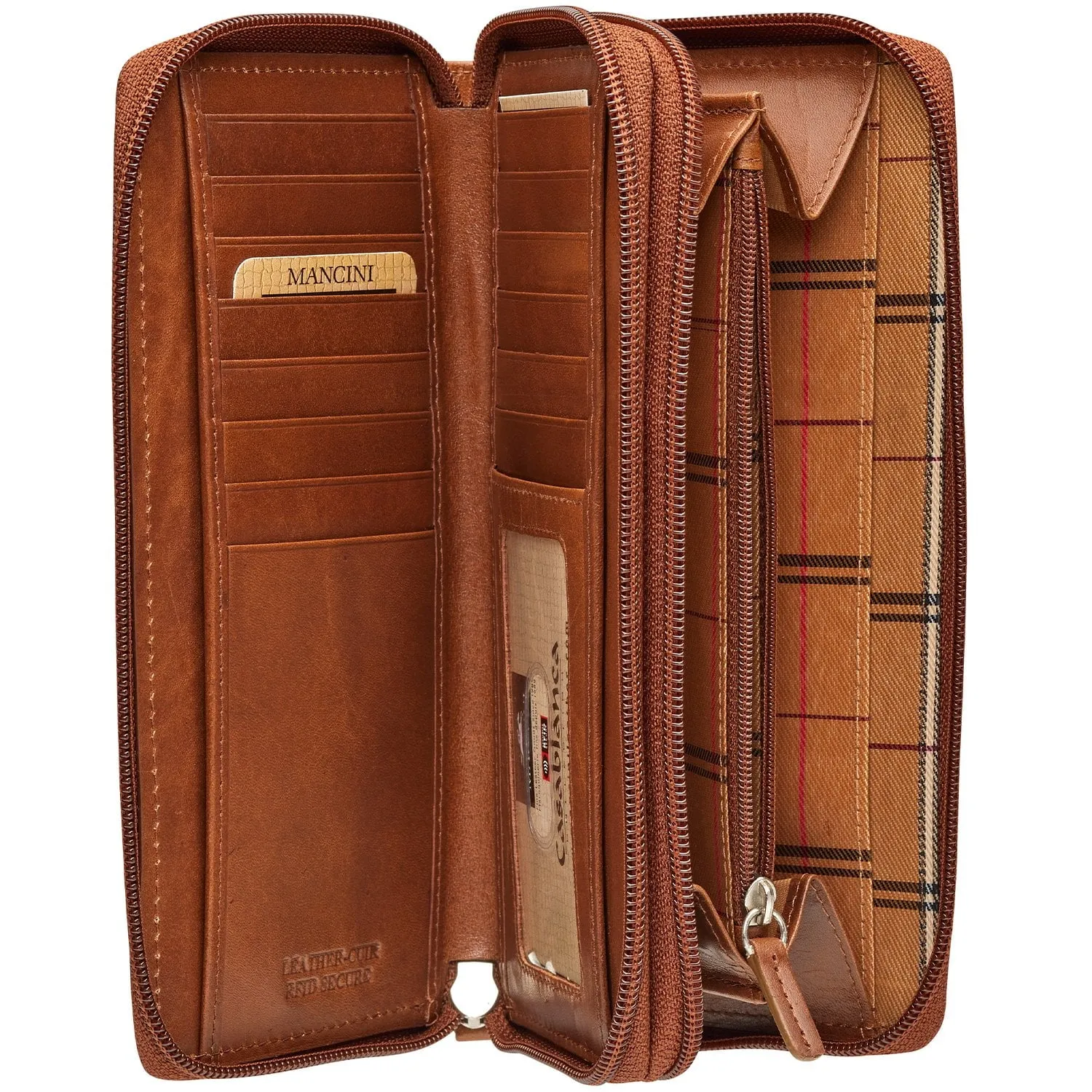 Mancini CASABLANCA Collection Ladies’ Double Zipper “Clutch” Wallet (RFID Secure)