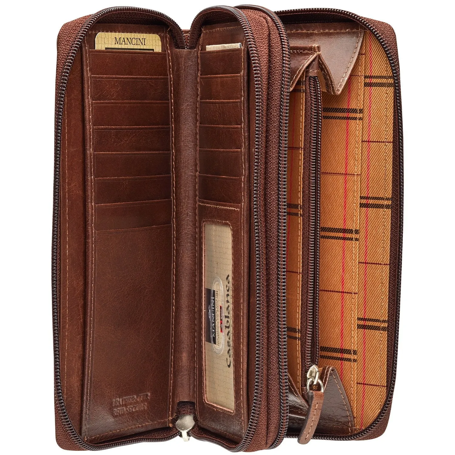Mancini CASABLANCA Collection Ladies’ Double Zipper “Clutch” Wallet (RFID Secure)
