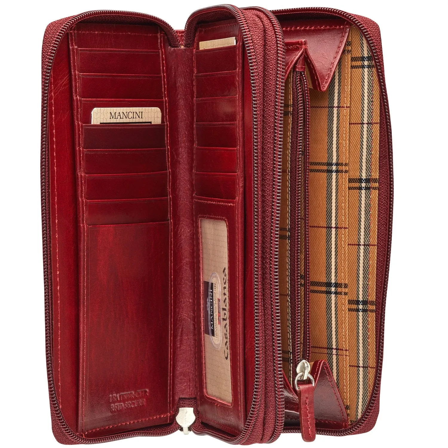Mancini CASABLANCA Collection Ladies’ Double Zipper “Clutch” Wallet (RFID Secure)